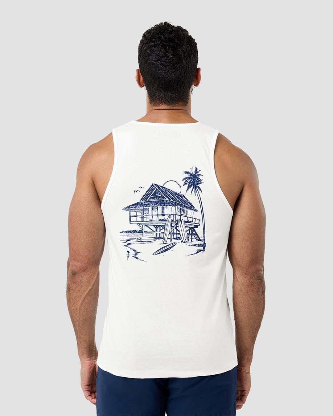 image:imageINTO THE AM Graphic Tank Tops for Men Cool Summer Beach Muscle Tanks S2XLBeach Bungalow White