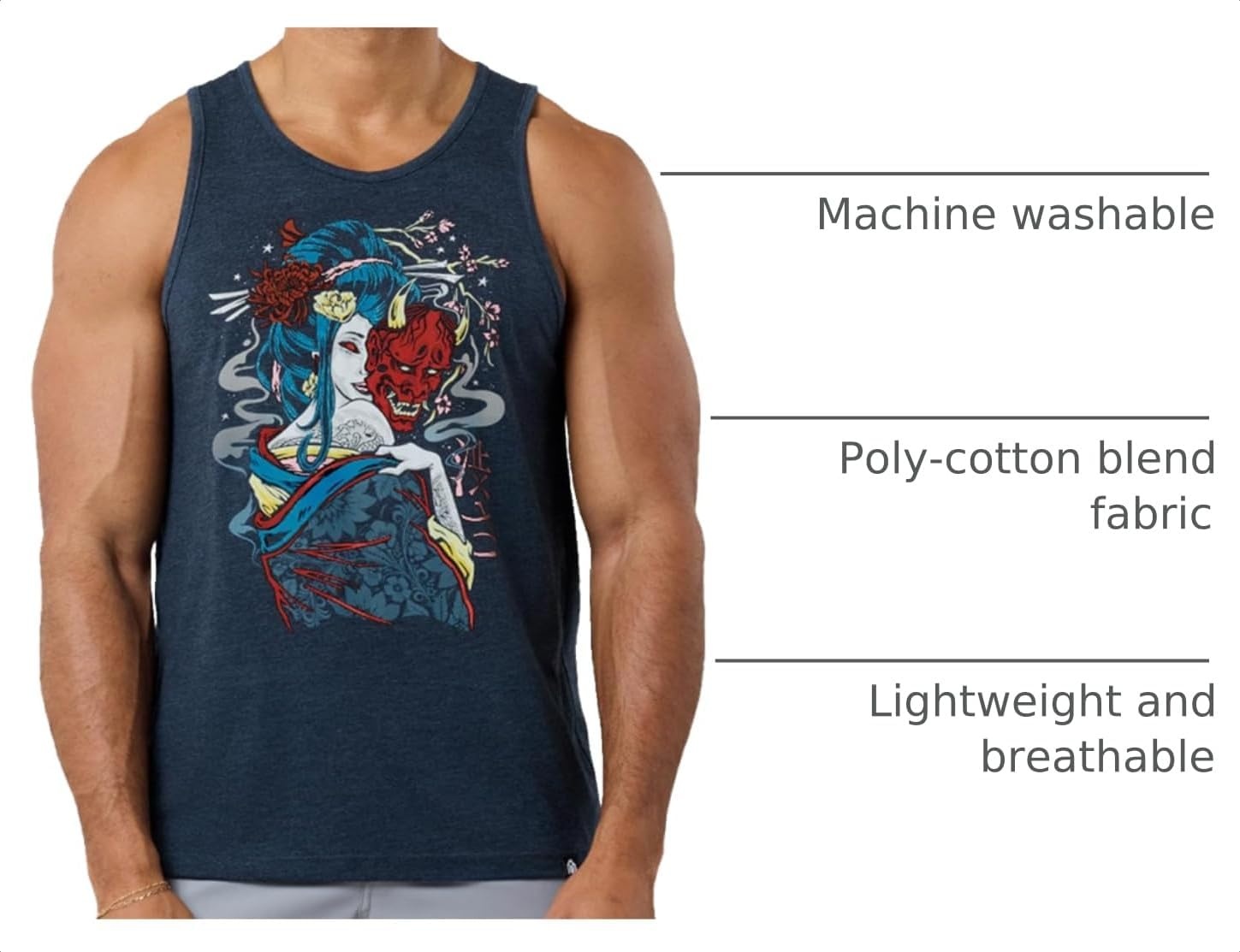 image:imageINTO THE AM Graphic Tank Tops for Men Cool Summer Beach Muscle Tanks S2XLMystic Geisha