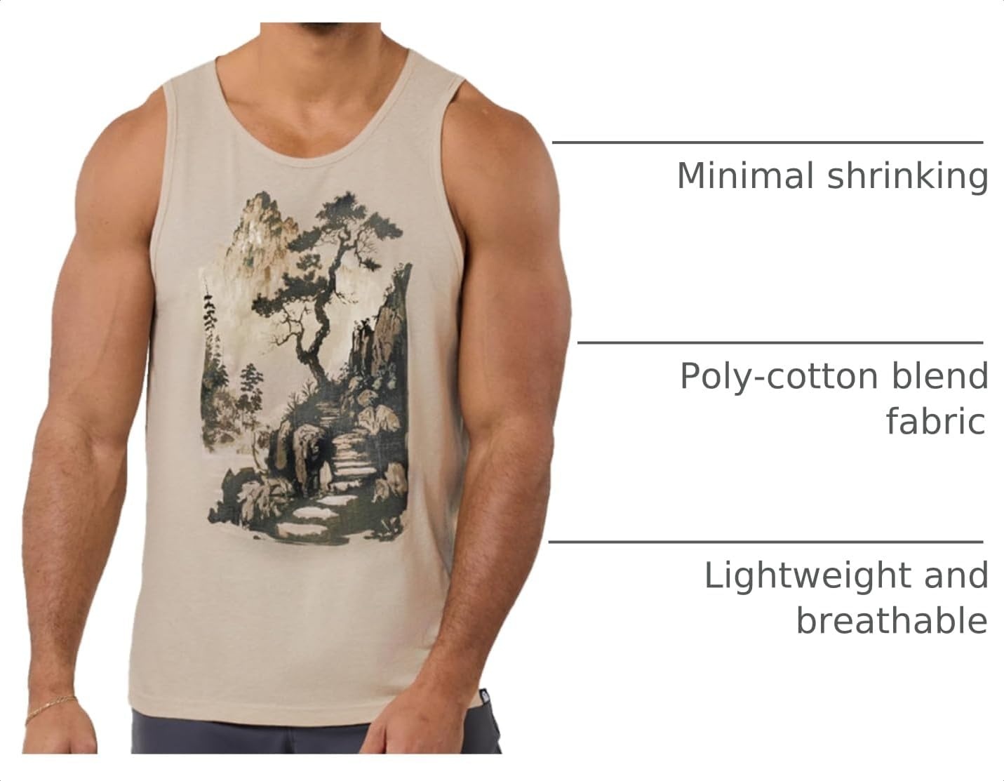 image:imageINTO THE AM Graphic Tank Tops for Men Cool Summer Beach Muscle Tanks S2XLTranquil Ascent