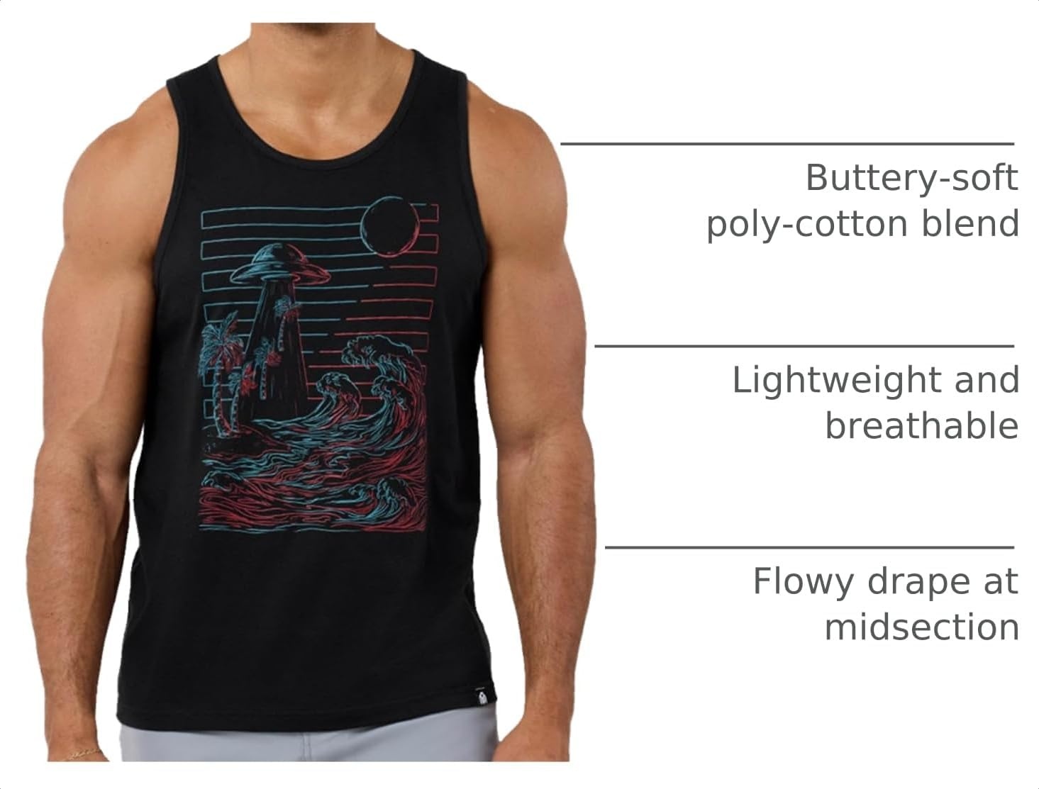 image:imageINTO THE AM Graphic Tank Tops for Men Cool Summer Beach Muscle Tanks S2XLUnnatural Forces Glowinthedark