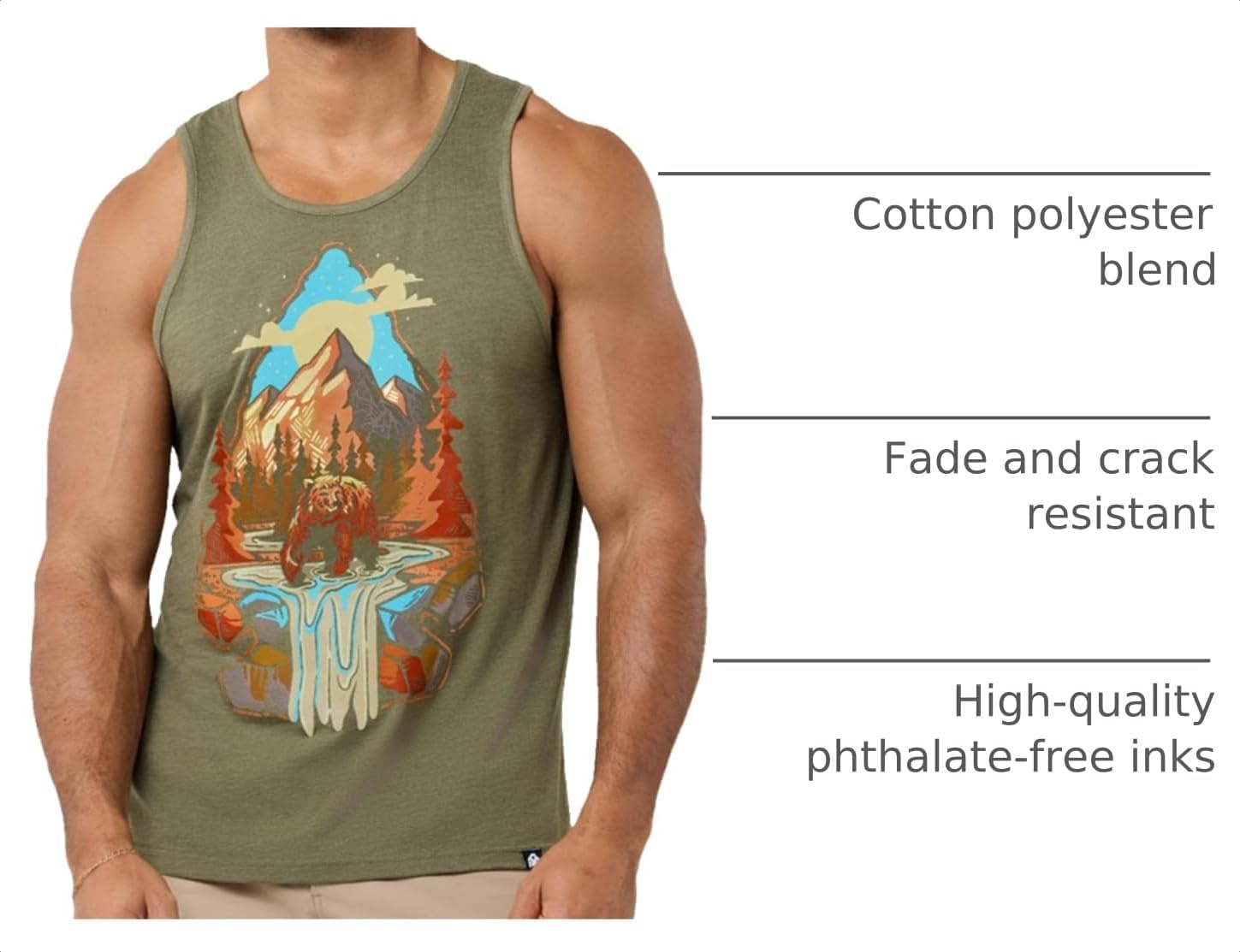 image:imageINTO THE AM Graphic Tank Tops for Men Cool Summer Beach Muscle Tanks S2XLWilderness