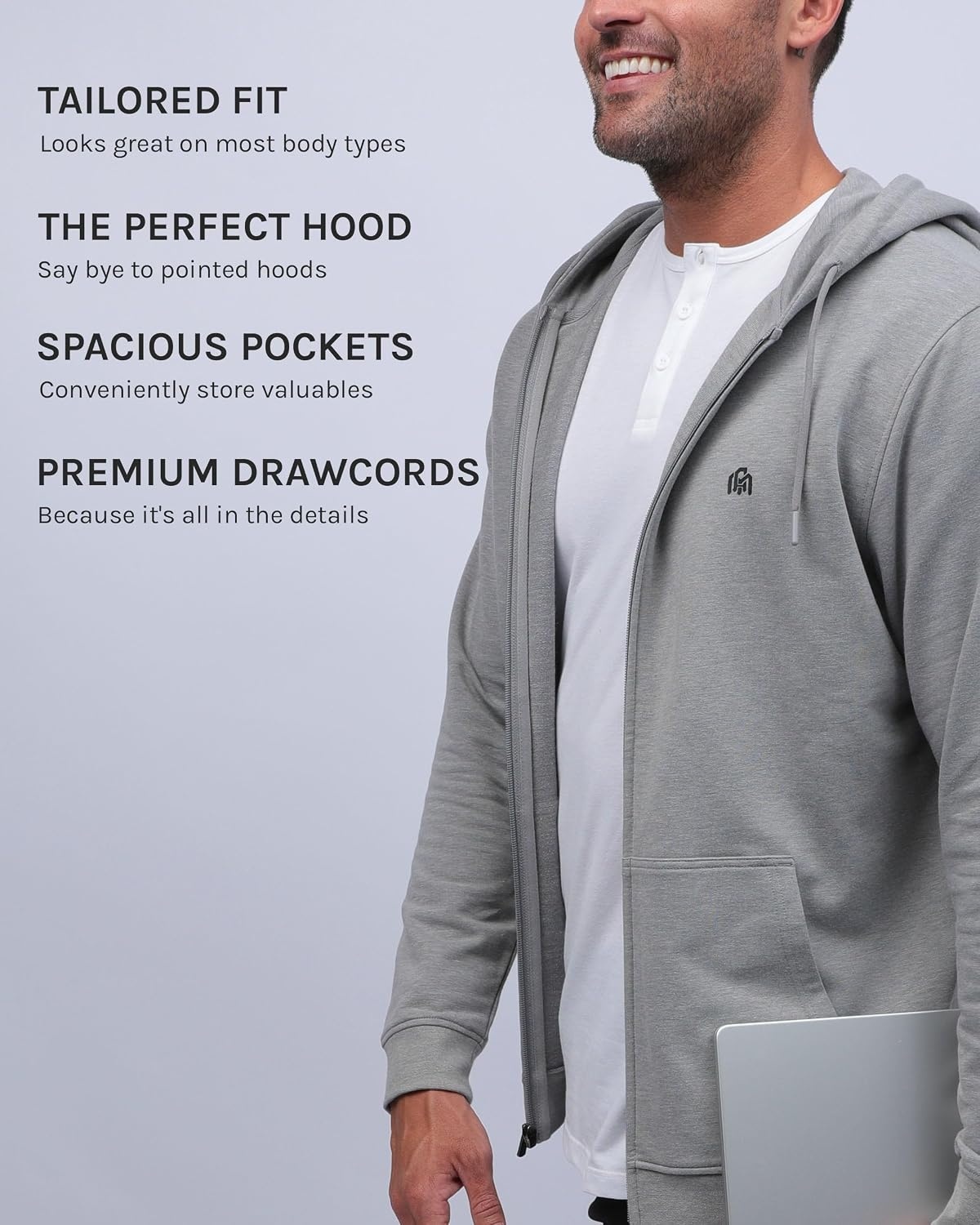 image:imageINTO THE AM Zip Up Hoodies for Men Lightweight Full Zip Fleece Casual S4XLNonbranded Navy