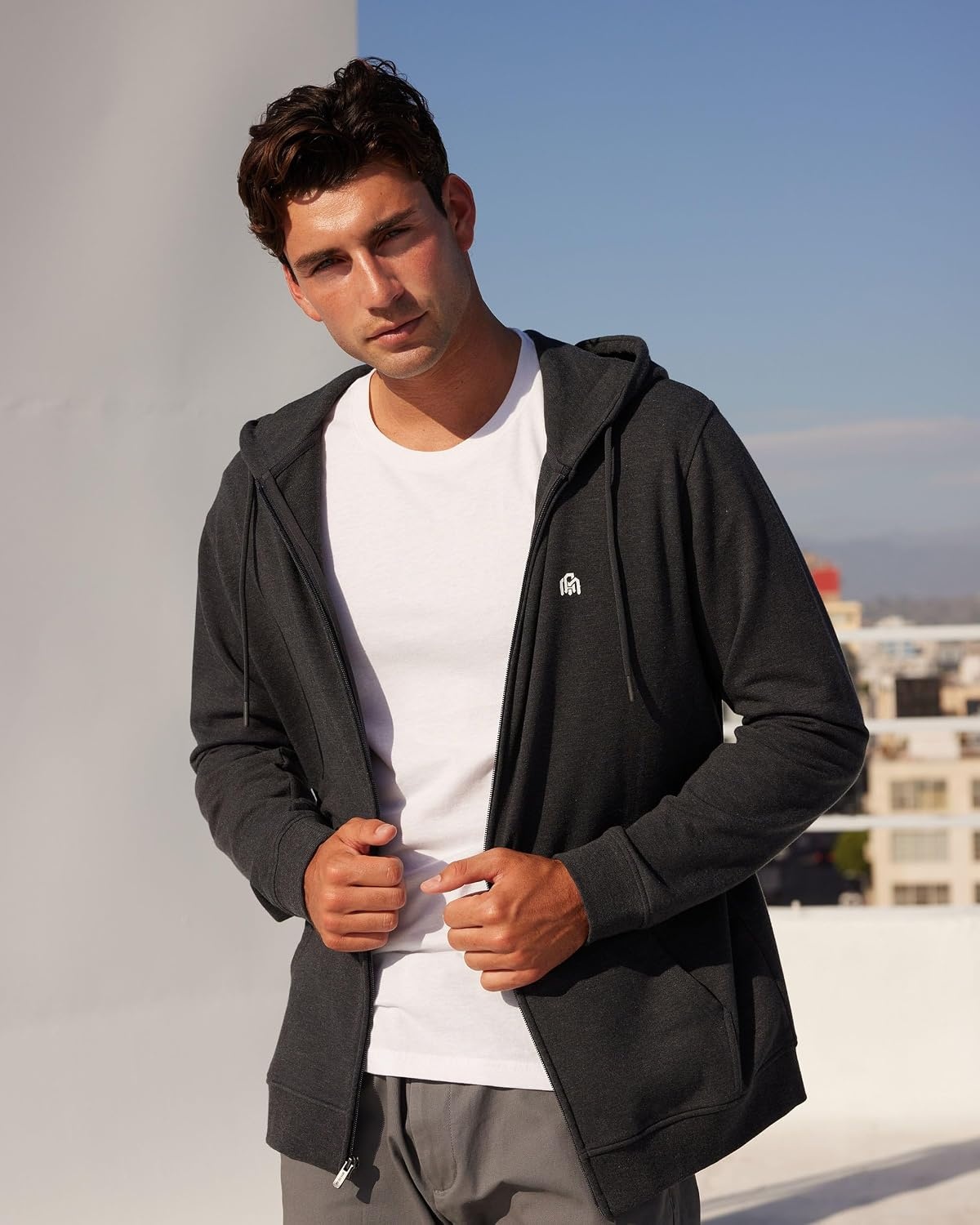 image:imageINTO THE AM Zip Up Hoodies for Men Lightweight Full Zip Fleece Casual S4XLNonbranded Navy