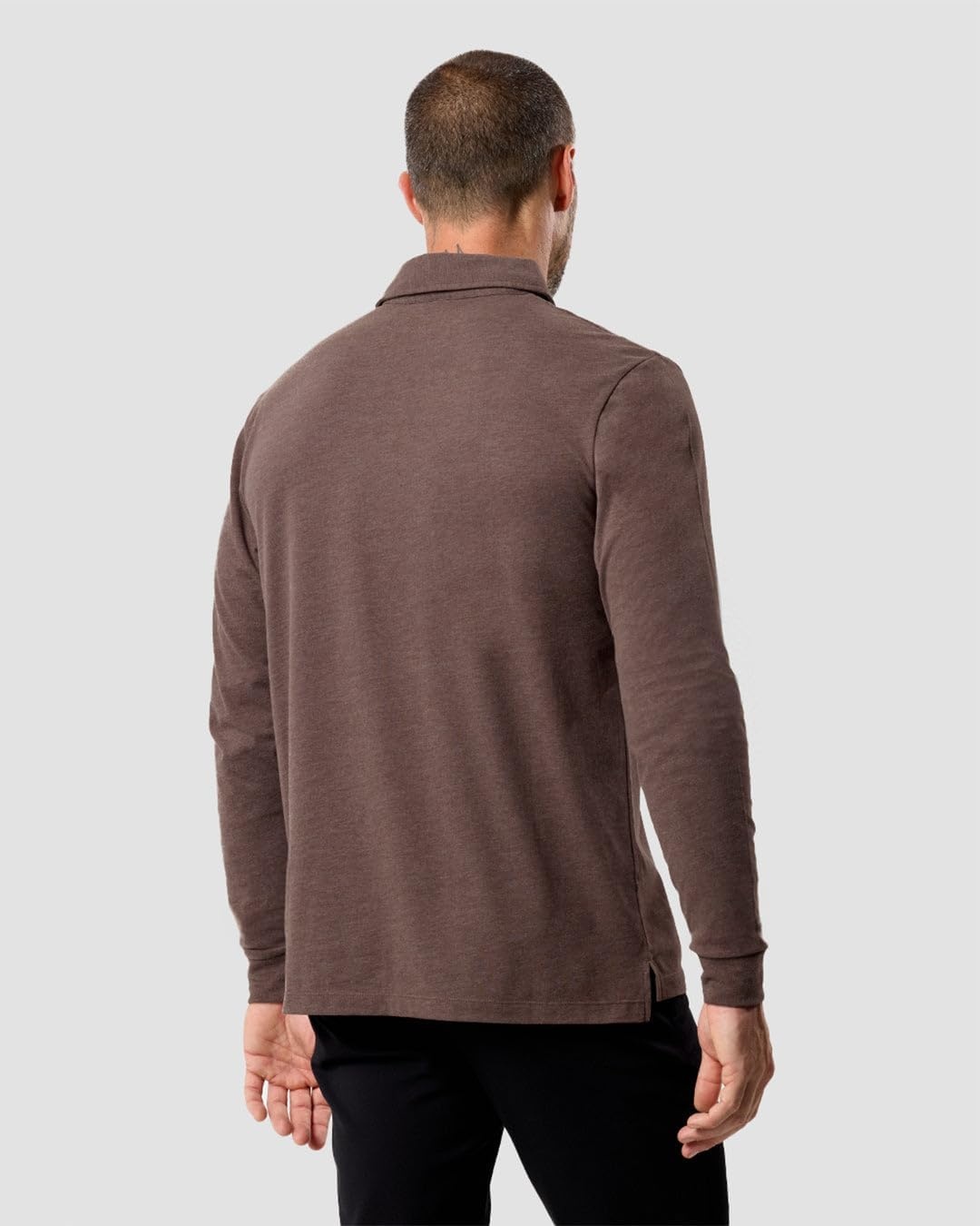 image:imageLong Sleeve Polo Shirts for Men Slim Fit Collared Soft Cotton S4XLNonbranded Brown