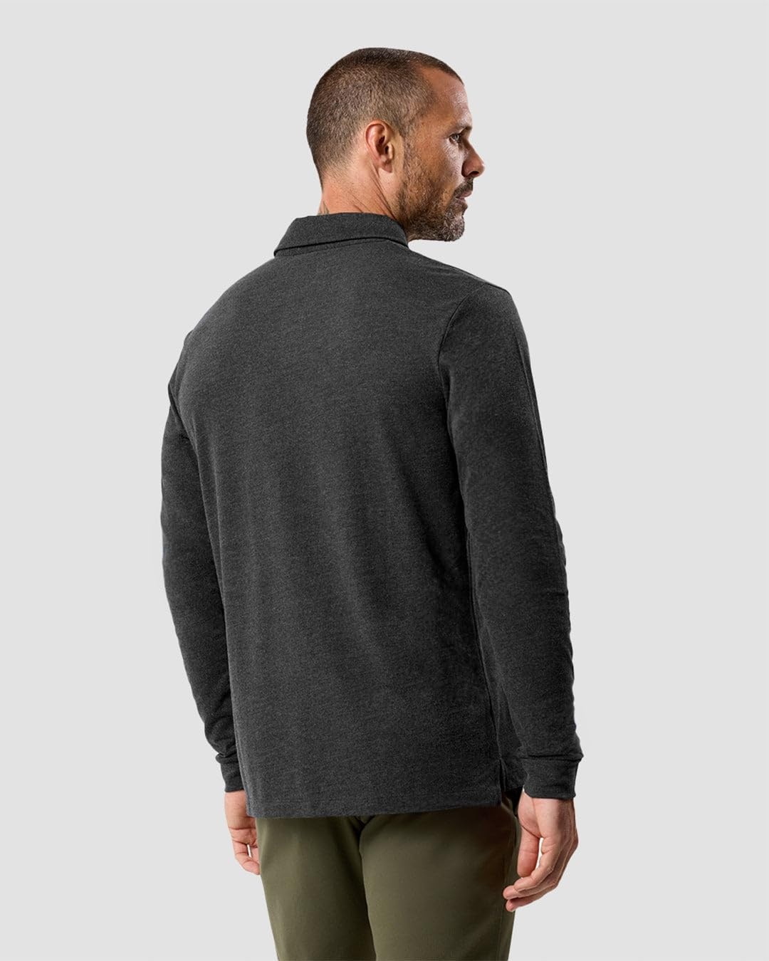 image:imageLong Sleeve Polo Shirts for Men Slim Fit Collared Soft Cotton S4XLNonbranded Charcoal