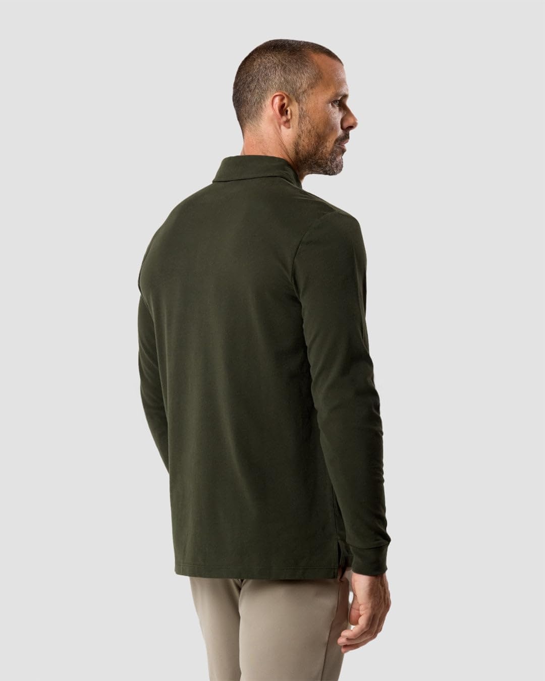 image:imageLong Sleeve Polo Shirts for Men Slim Fit Collared Soft Cotton S4XLNonbranded Dark Olive Green