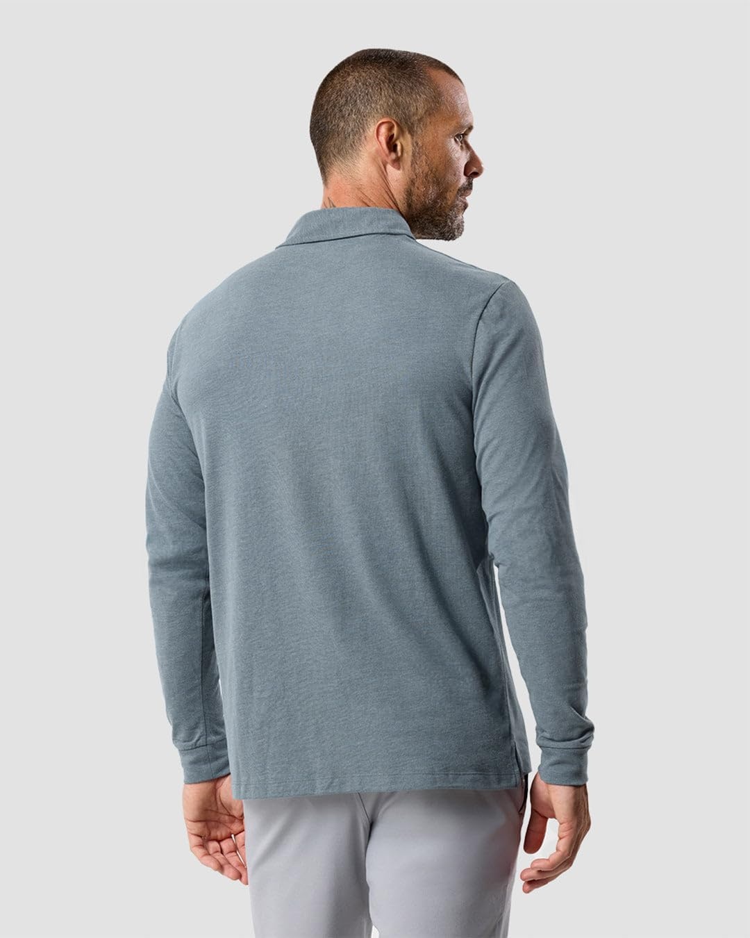 image:imageLong Sleeve Polo Shirts for Men Slim Fit Collared Soft Cotton S4XLNonbranded Indigo