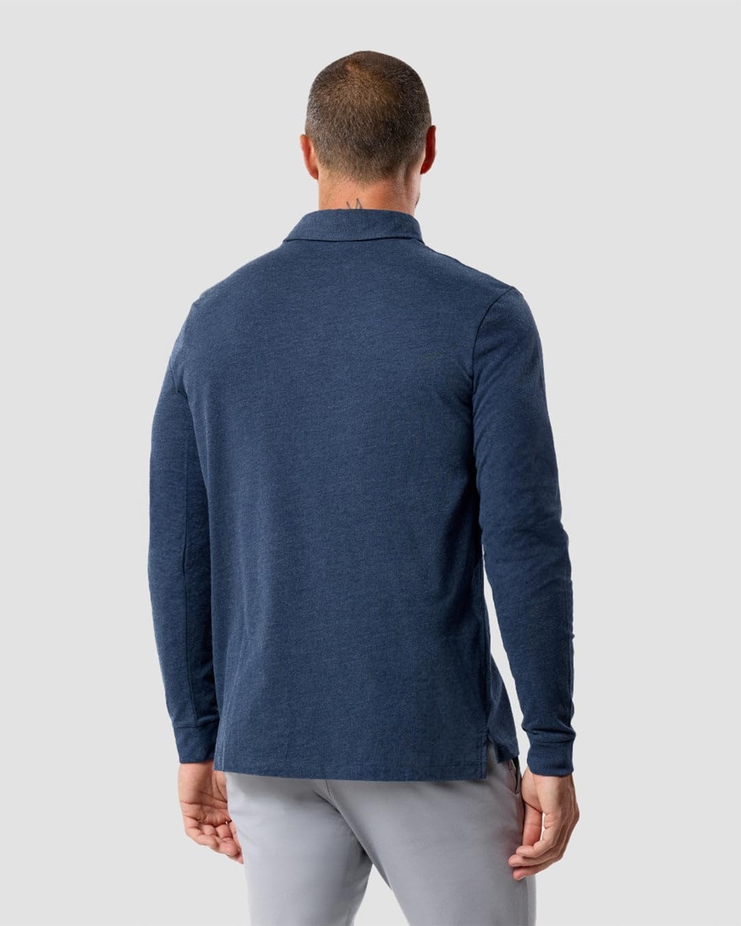 image:imageLong Sleeve Polo Shirts for Men Slim Fit Collared Soft Cotton S4XLNonbranded Navy