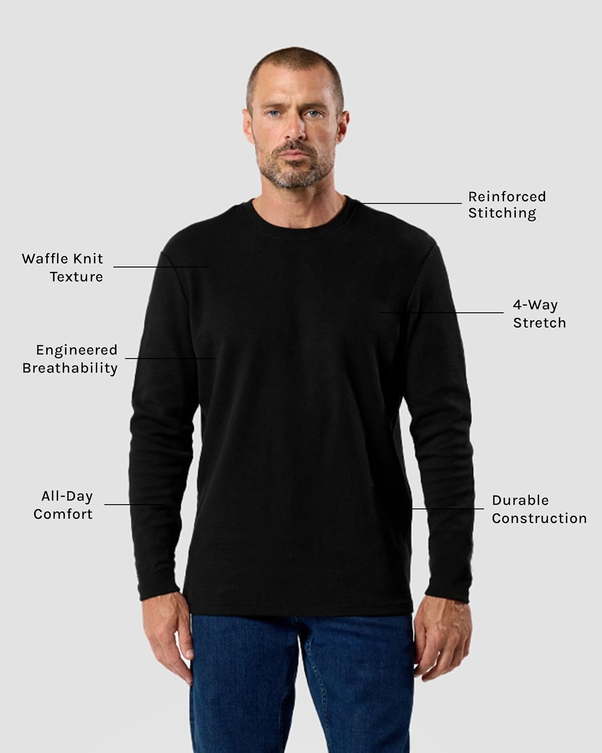 image:imageLong Sleeve Waffle Knit Crew by INTO THE AMBlack
