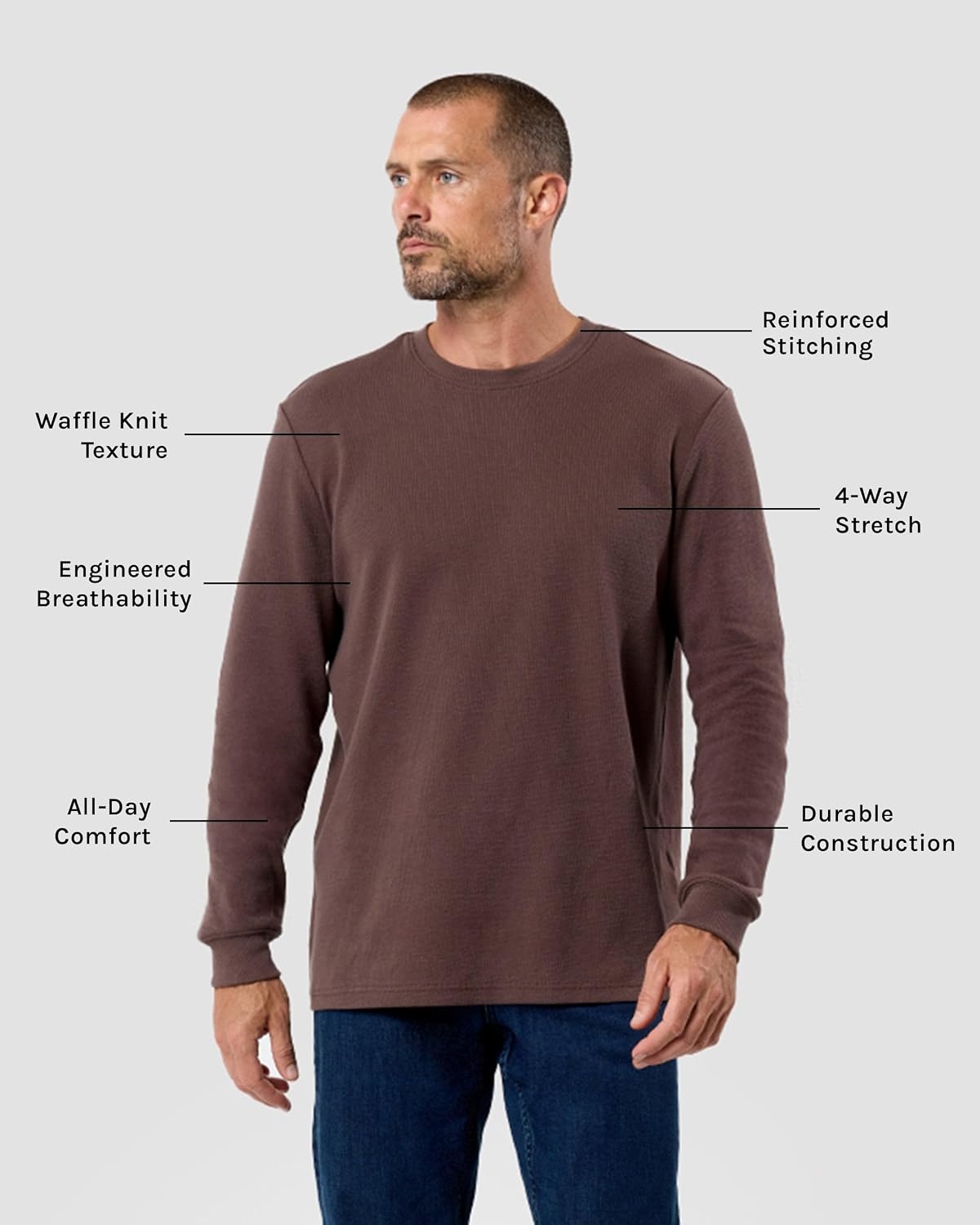 image:imageLong Sleeve Waffle Knit Crew by INTO THE AMBrown