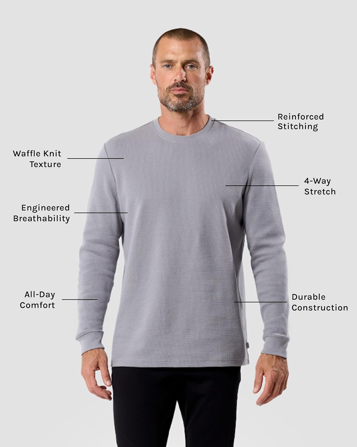 image:imageLong Sleeve Waffle Knit Crew by INTO THE AMGrey