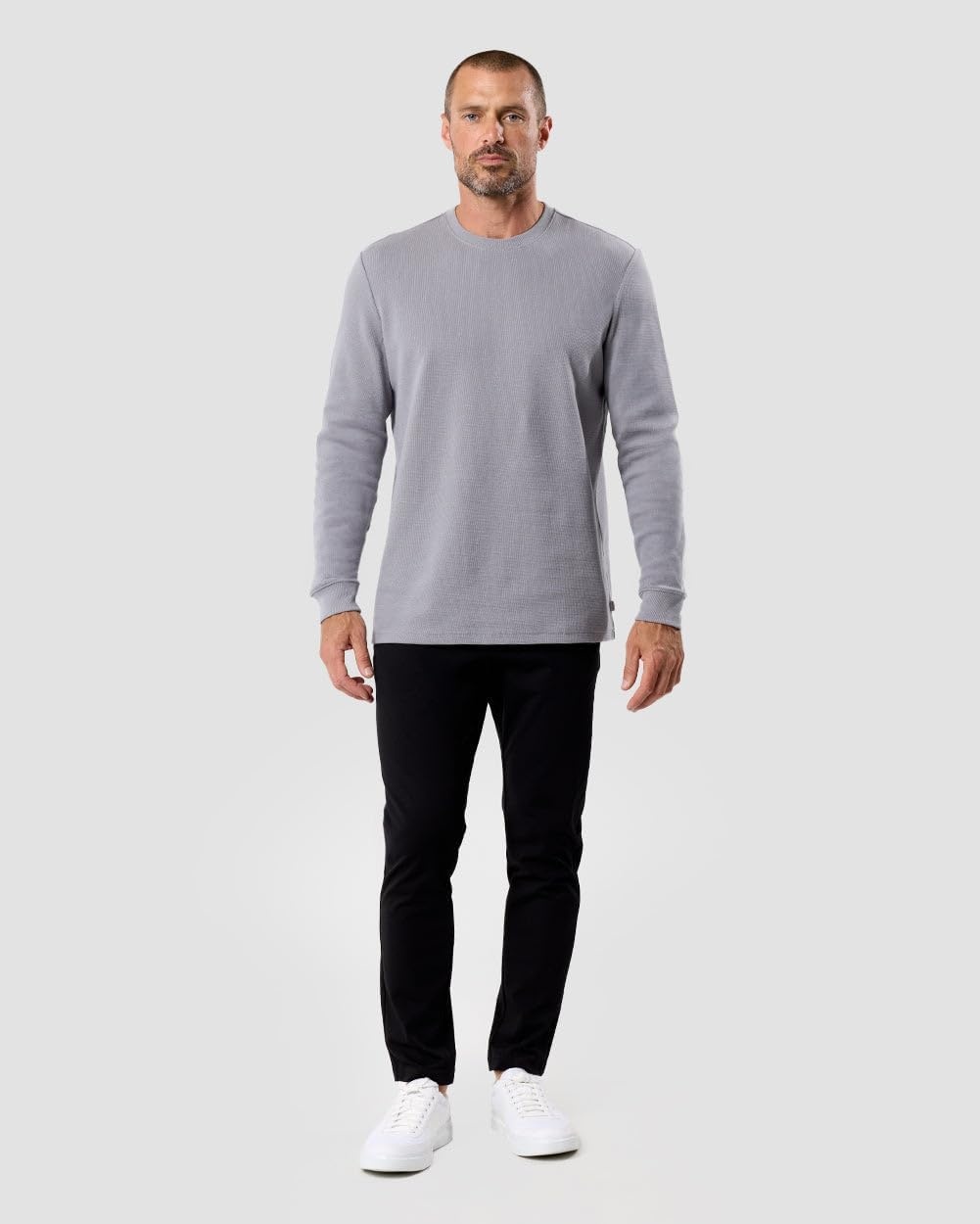 image:imageLong Sleeve Waffle Knit Crew by INTO THE AMGrey