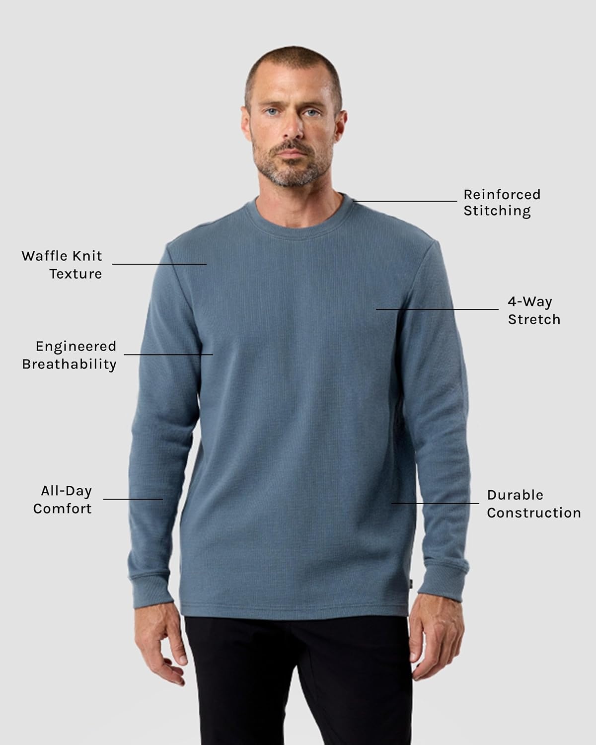 image:imageLong Sleeve Waffle Knit Crew by INTO THE AMIndigo