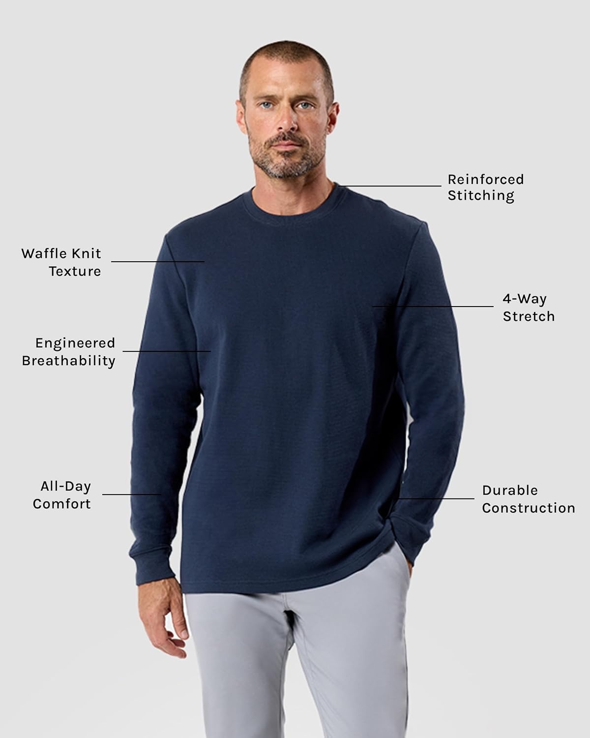image:imageLong Sleeve Waffle Knit Crew by INTO THE AMNavy