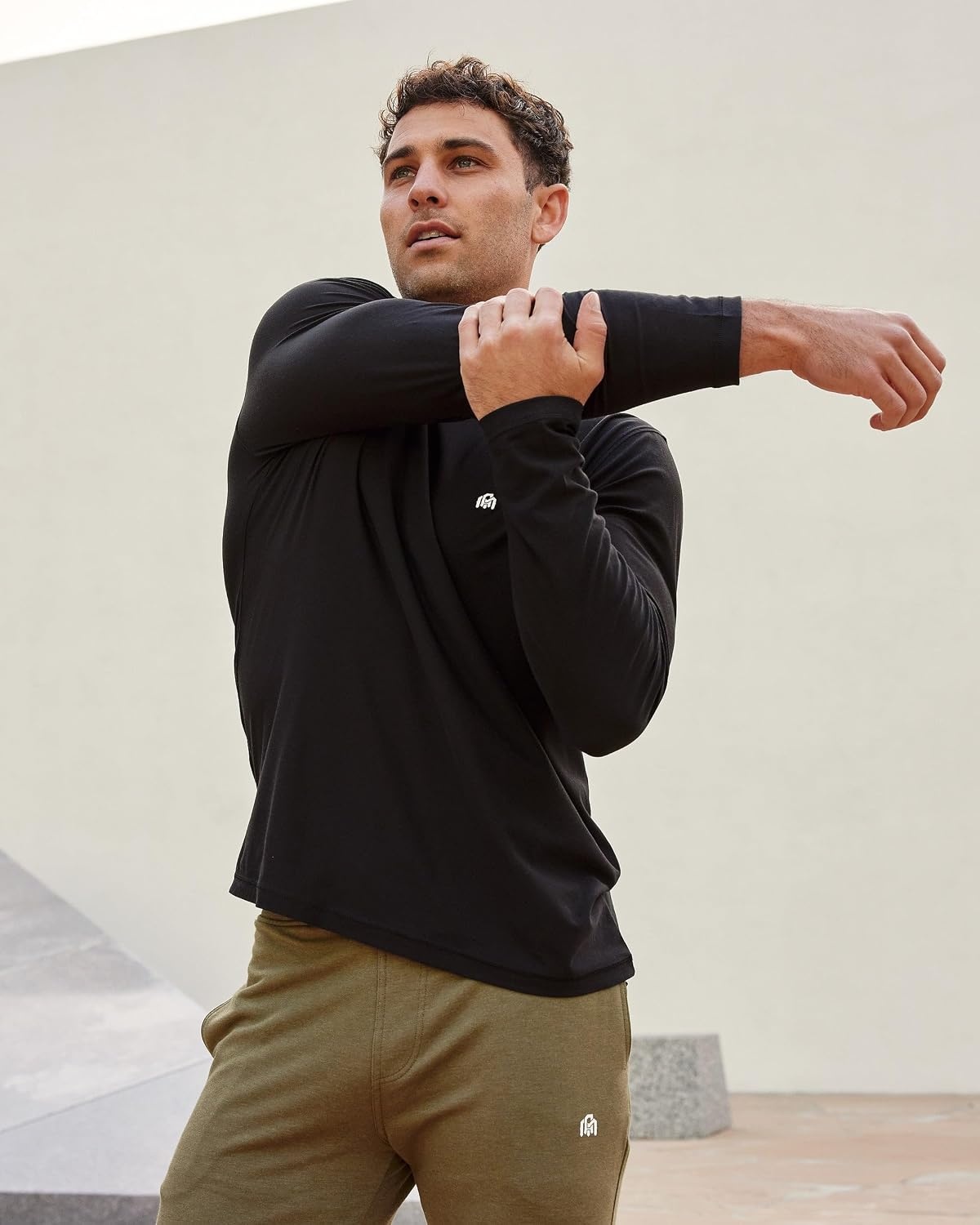 image:imageLong Sleeve Workout Shirts for Men Dri Fit Quick Dry Gym Tees S4XLOlive Green Logo