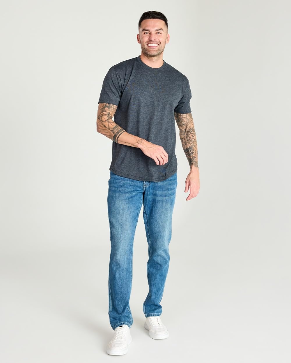 image:imageMens Curved Hem T Shirts Drop Cut Modern Fit Soft Cotton Casual S4XLCharcoal