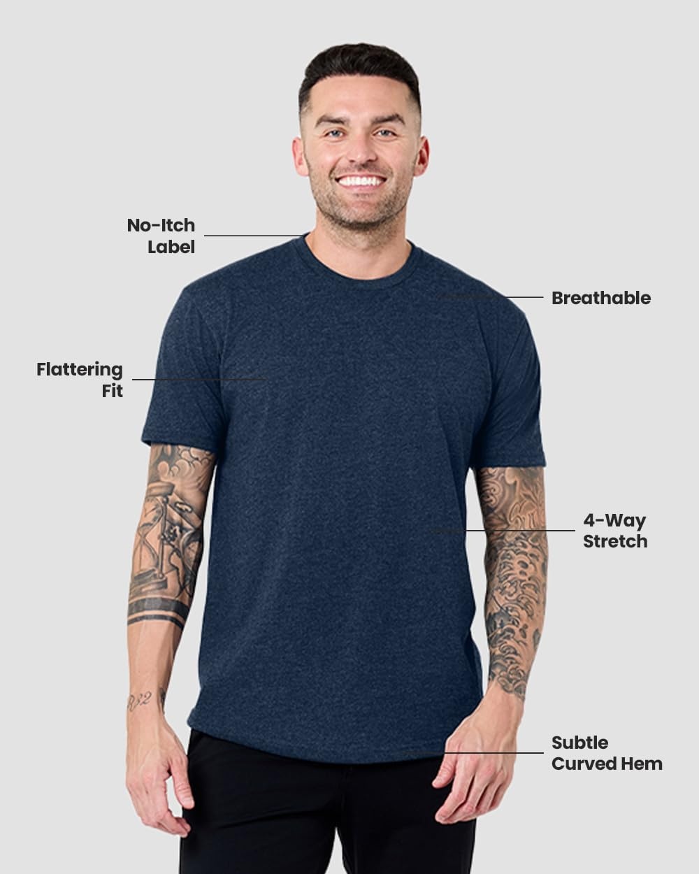 image:imageMens Curved Hem T Shirts Drop Cut Modern Fit Soft Cotton Casual S4XLNavy