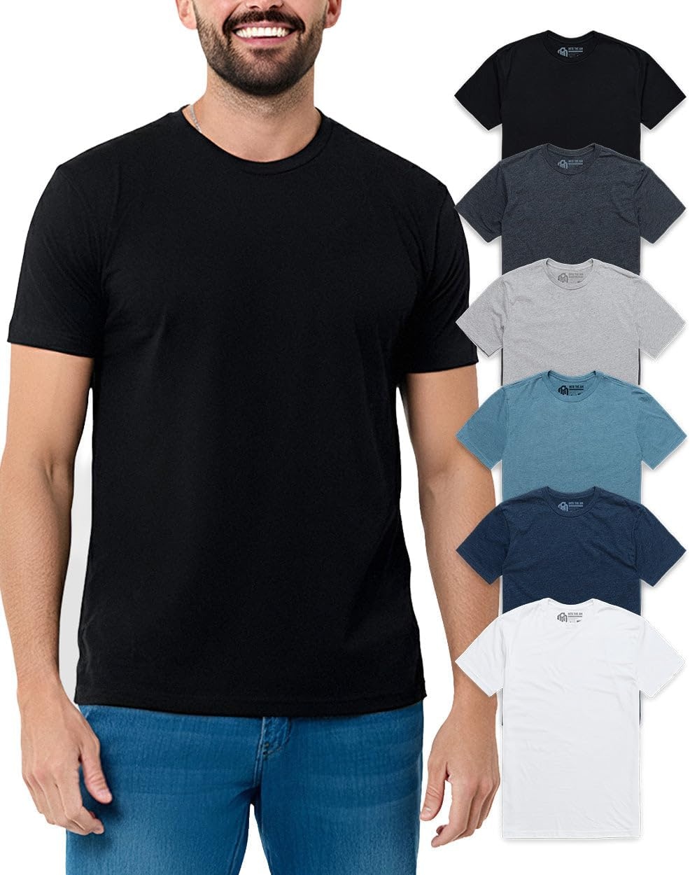 image:imageMens T Shirts Soft Cotton Crew Neck Athletic Fit Casual Tees S4XL6pack BlackCharcoalGreyIndigoNavyWhite