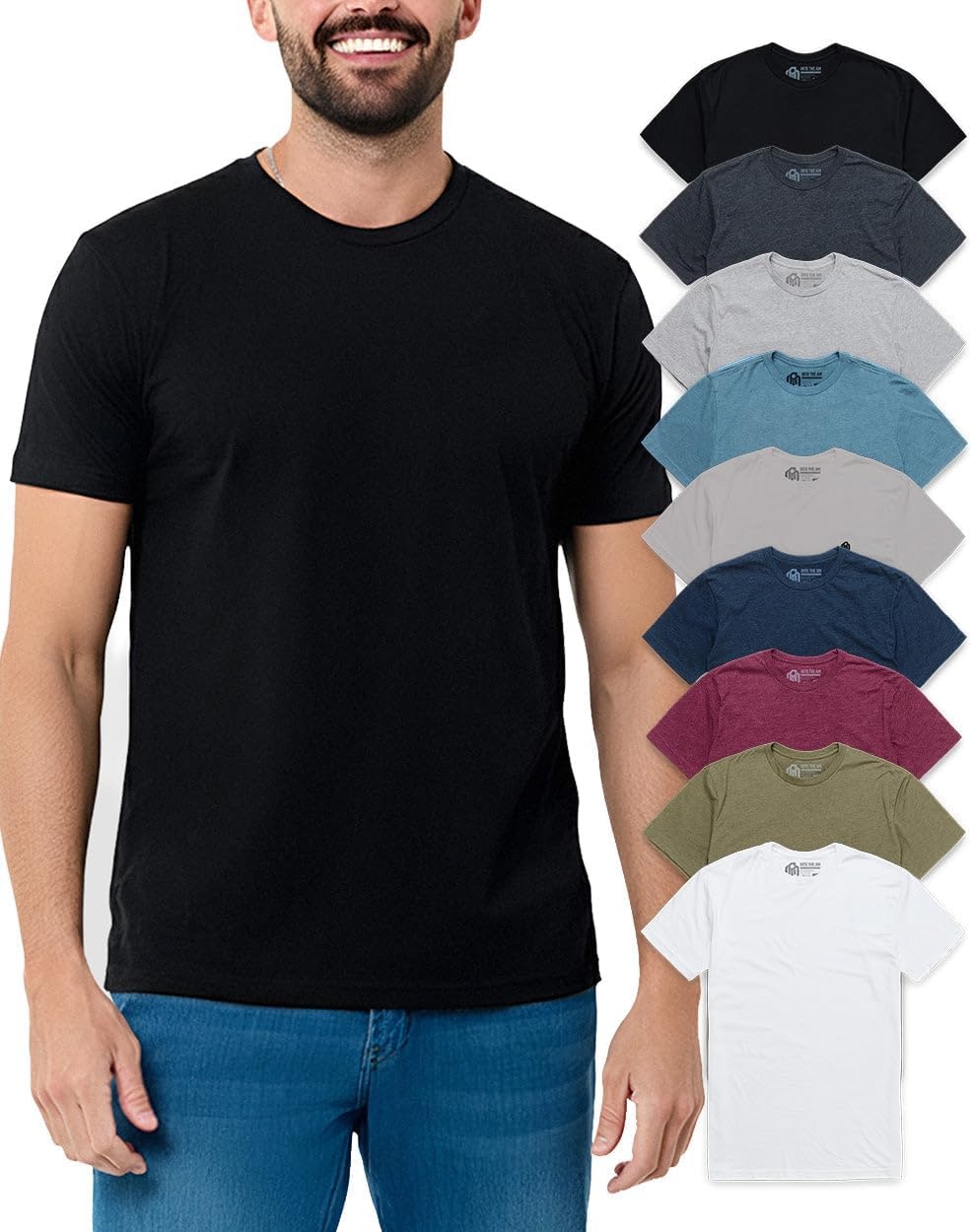 image:imageMens T Shirts Soft Cotton Crew Neck Athletic Fit Casual Tees S4XL9pack BlackCharcoalDark Heather GrayIndigoSandHeather MaroonMidnight NavyMilitary GreenWhite