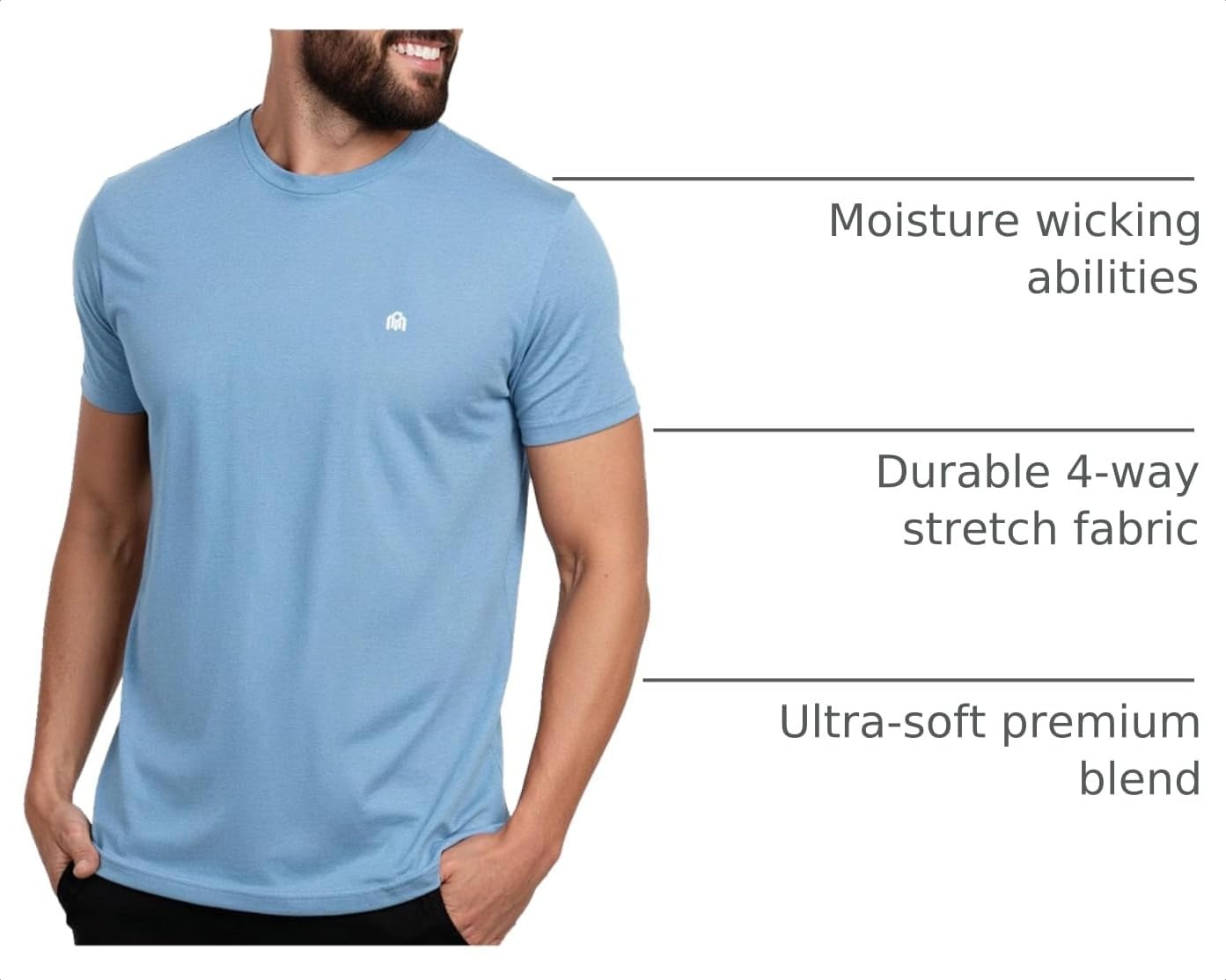 image:imageMens T Shirts Soft Cotton Crew Neck Athletic Fit Casual Tees S4XLColumbia Blue Heather