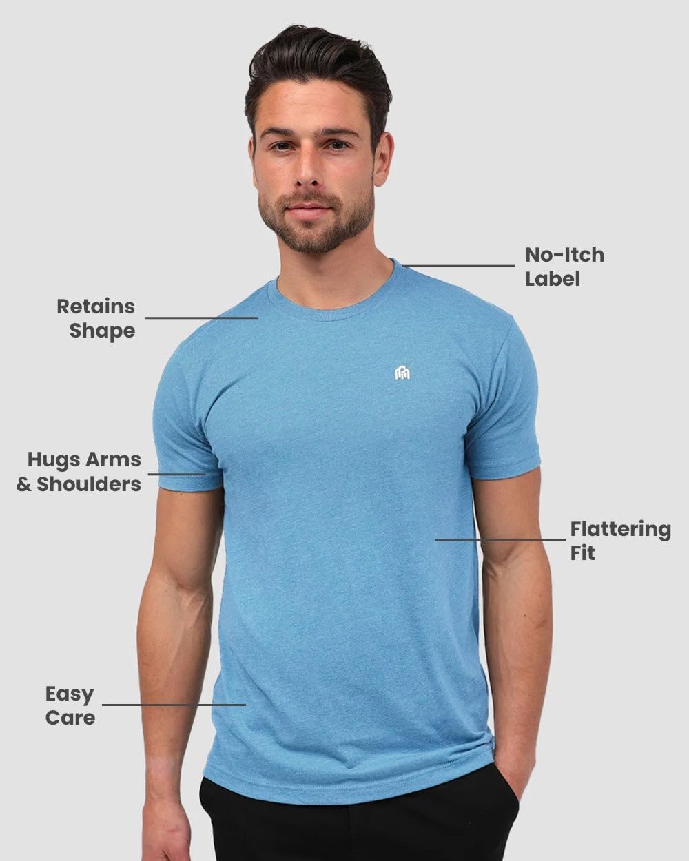 image:imageMens T Shirts Soft Cotton Crew Neck Athletic Fit Casual Tees S4XLColumbia Blue Heather