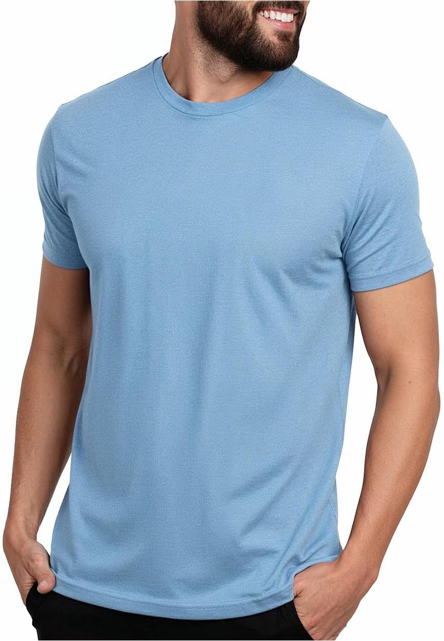 image:imageMens T Shirts Soft Cotton Crew Neck Athletic Fit Casual Tees S4XLColumbia Blue Heather