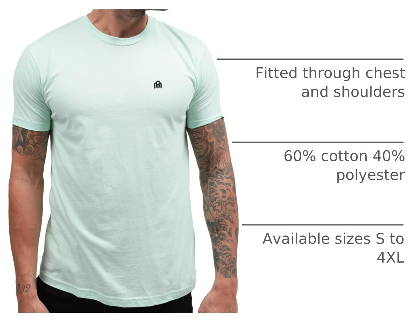 image:imageMens T Shirts Soft Cotton Crew Neck Athletic Fit Casual Tees S4XLMint Heather