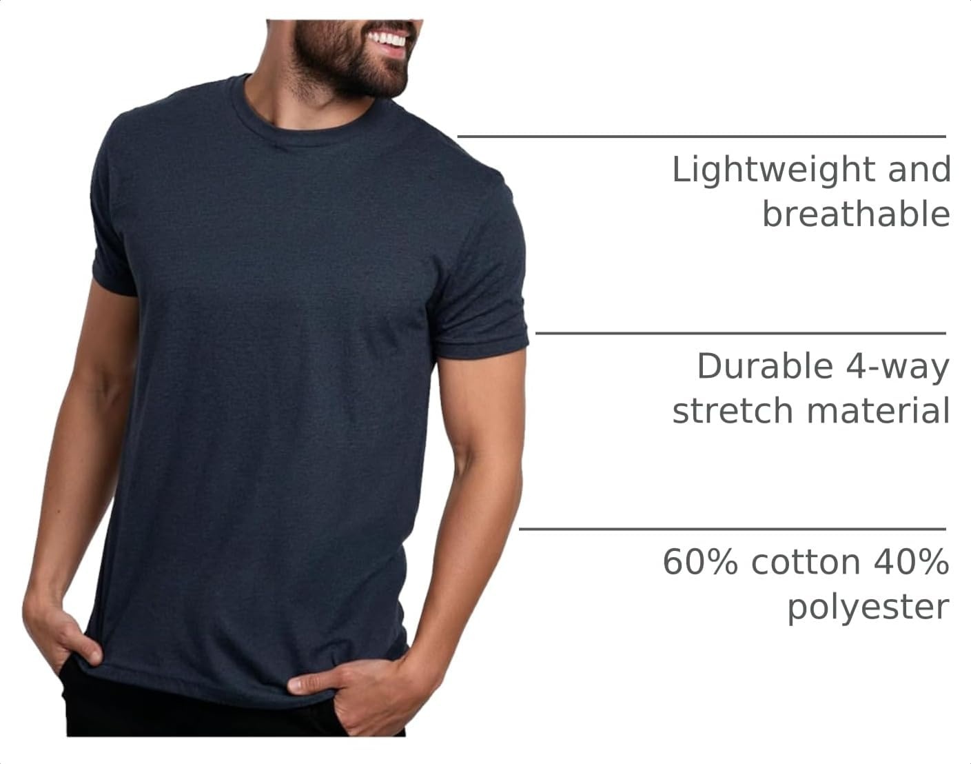 image:imageMens T Shirts Soft Cotton Crew Neck Athletic Fit Casual Tees S4XLNavy Heather