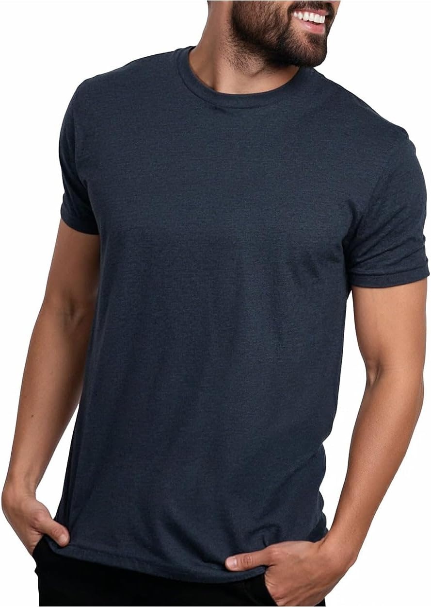 image:imageMens T Shirts Soft Cotton Crew Neck Athletic Fit Casual Tees S4XLNavy Heather