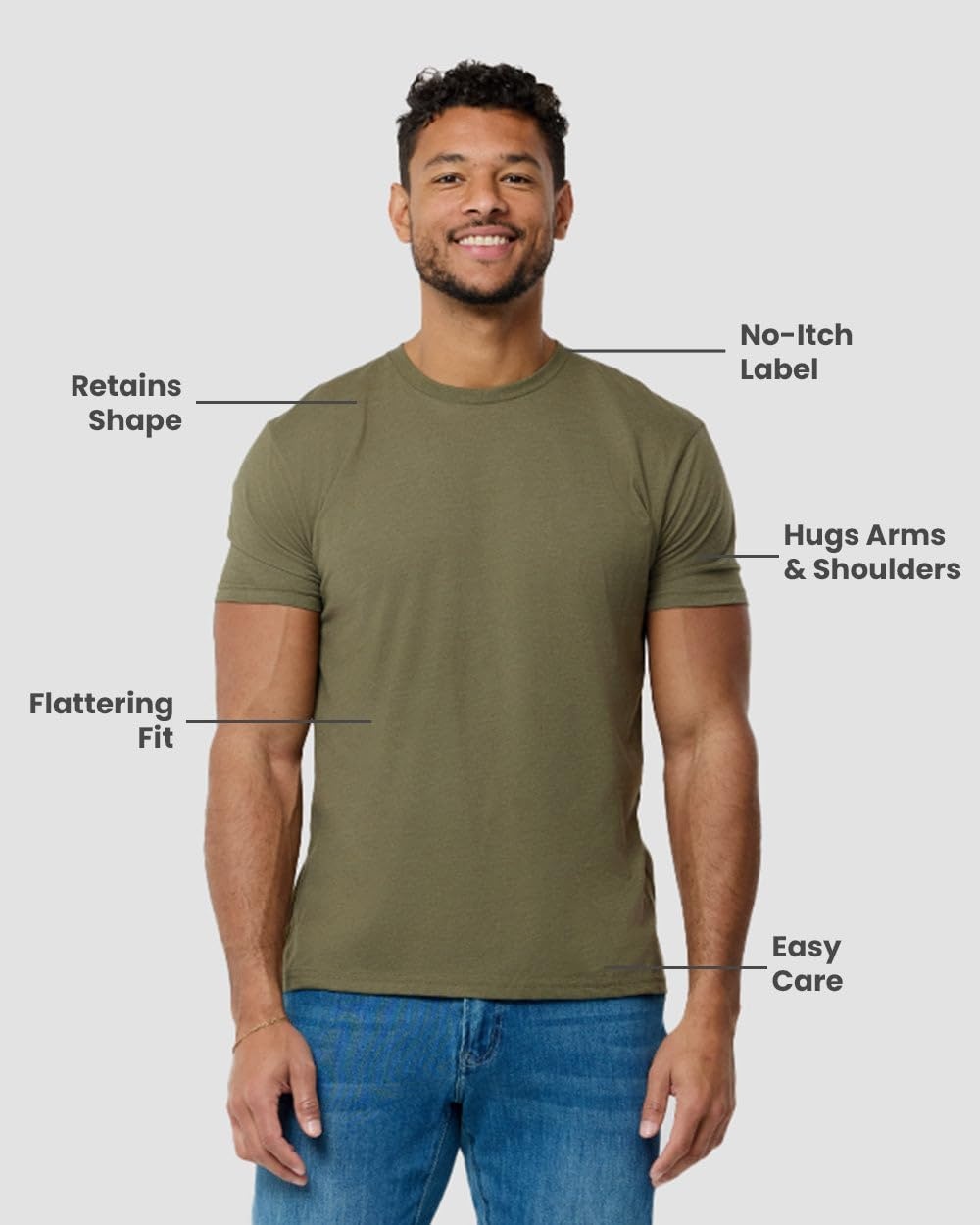 image:imageMens T Shirts Soft Cotton Crew Neck Athletic Fit Casual Tees S4XLOlive Green Heather