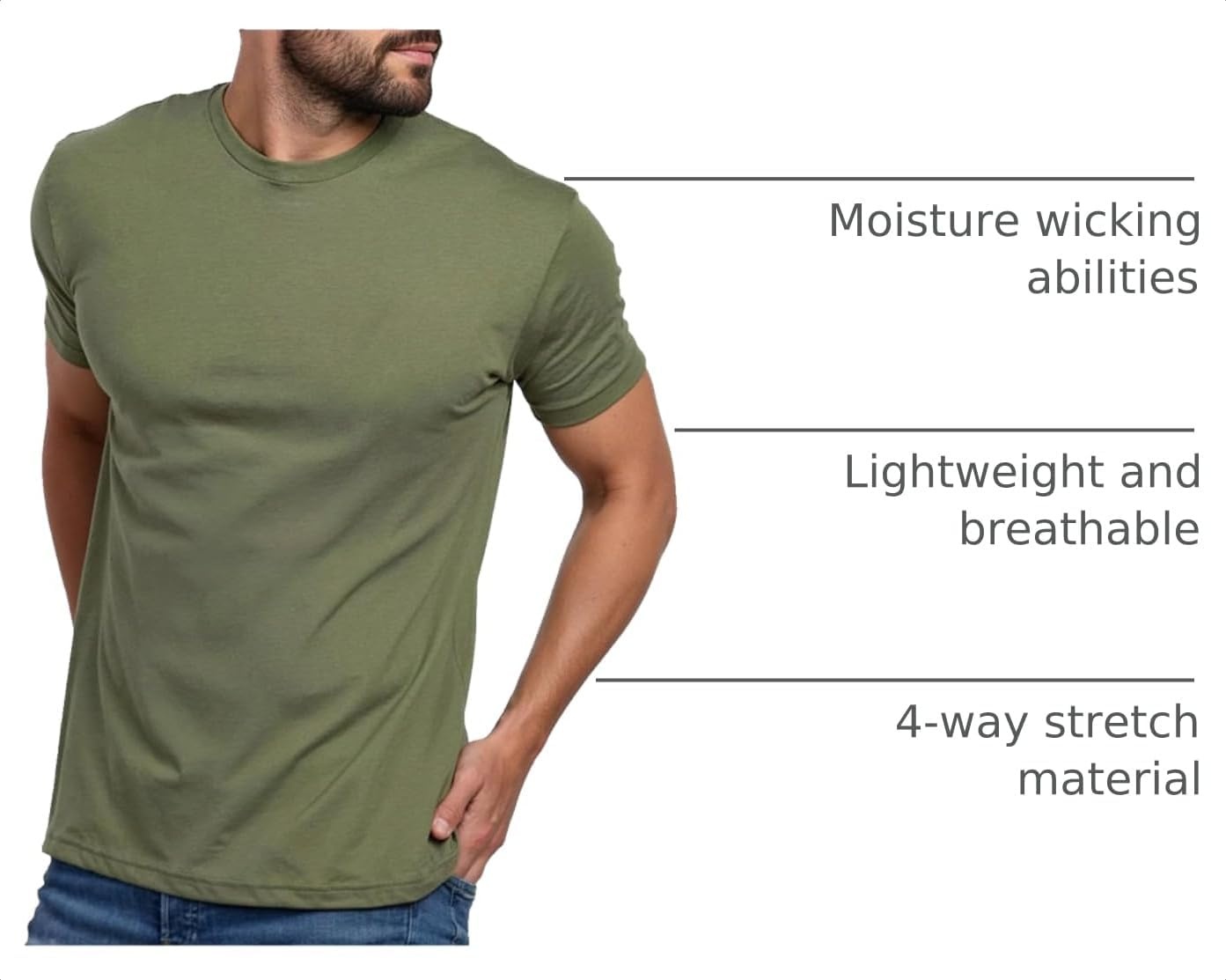 image:imageMens T Shirts Soft Cotton Crew Neck Athletic Fit Casual Tees S4XLOlive Green Heather