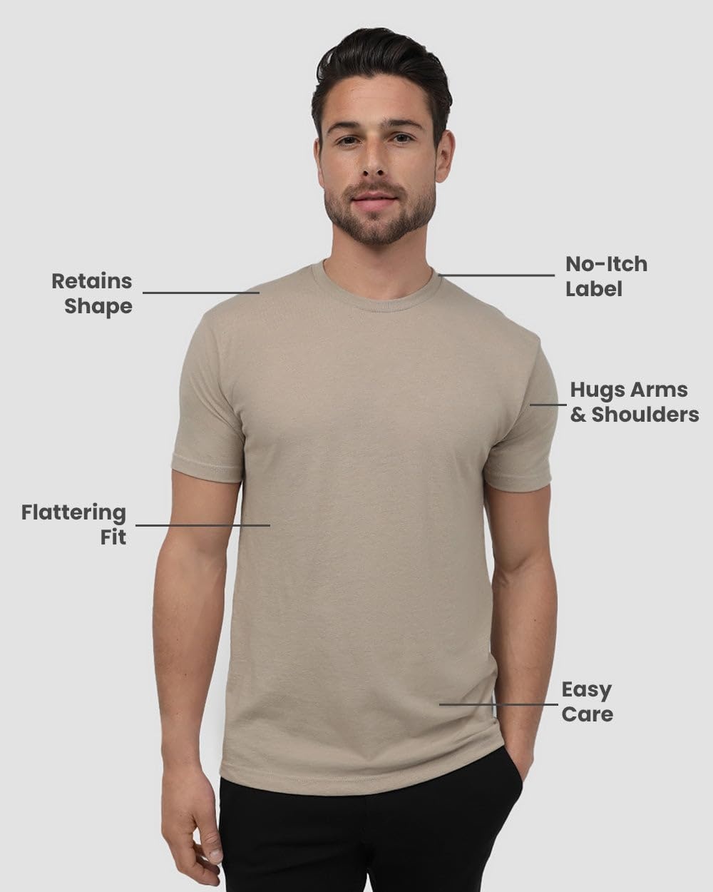 image:imageMens T Shirts Soft Cotton Crew Neck Athletic Fit Casual Tees S4XLTan Heather