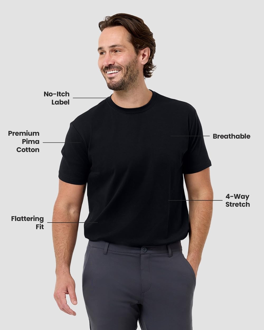 image:imagePima Cotton T Shirts for Men Luxury Soft Crew Tee S4XLBlackCharcoalNavy