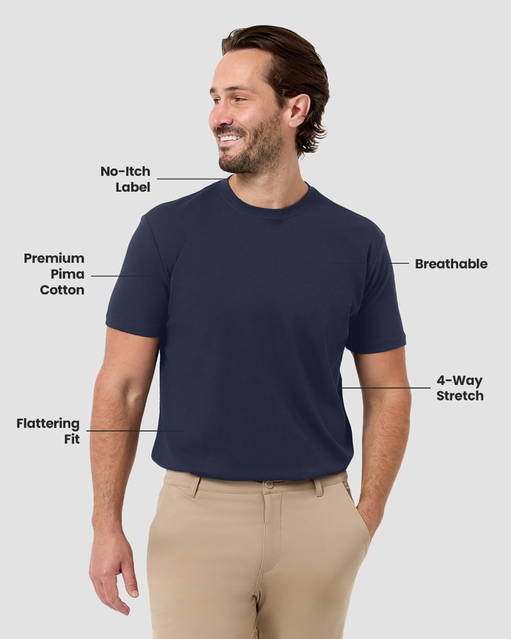 image:imagePima Cotton T Shirts for Men Luxury Soft Crew Tee S4XLNavy