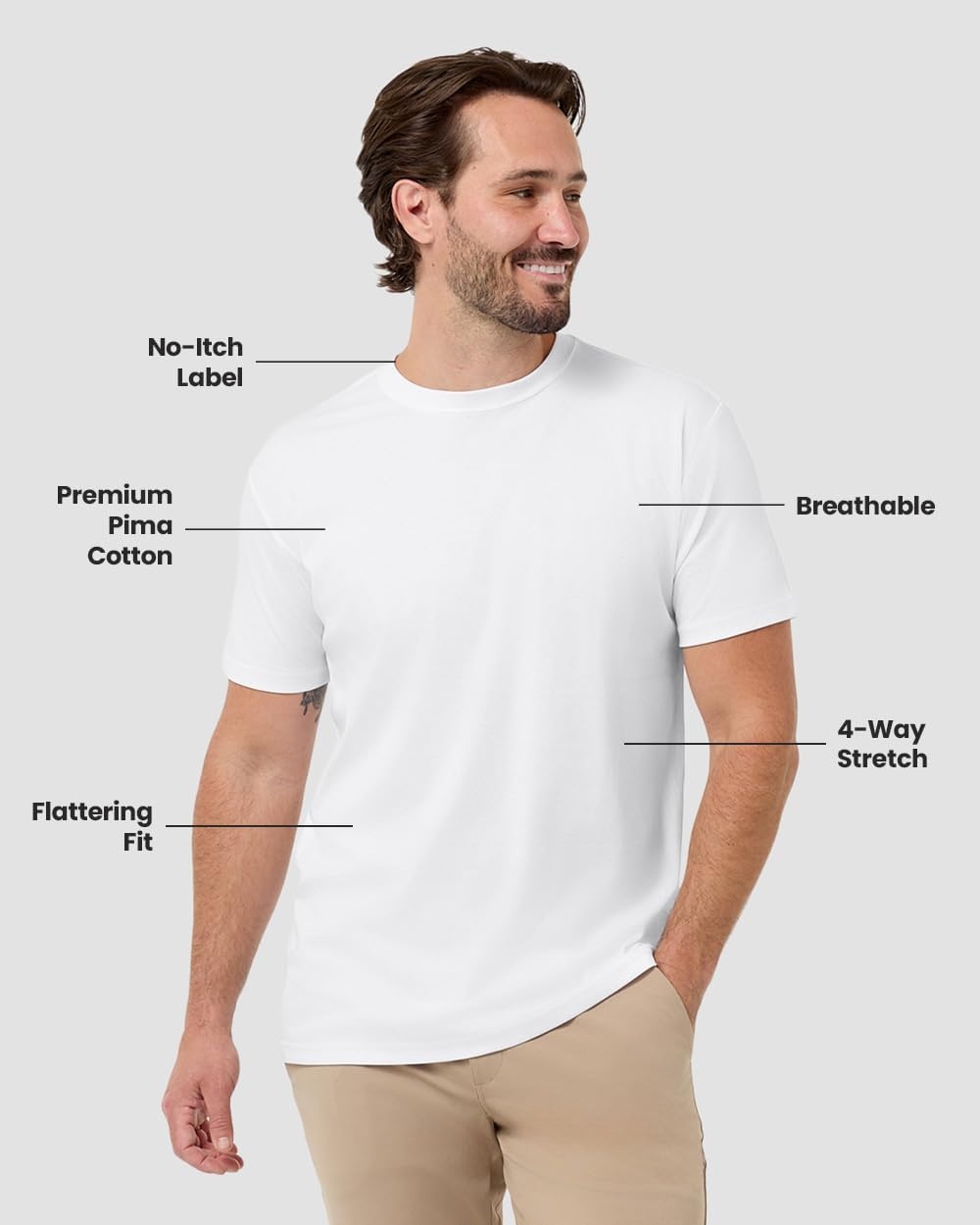 image:imagePima Cotton T Shirts for Men Luxury Soft Crew Tee S4XLWhiteWhiteWhite
