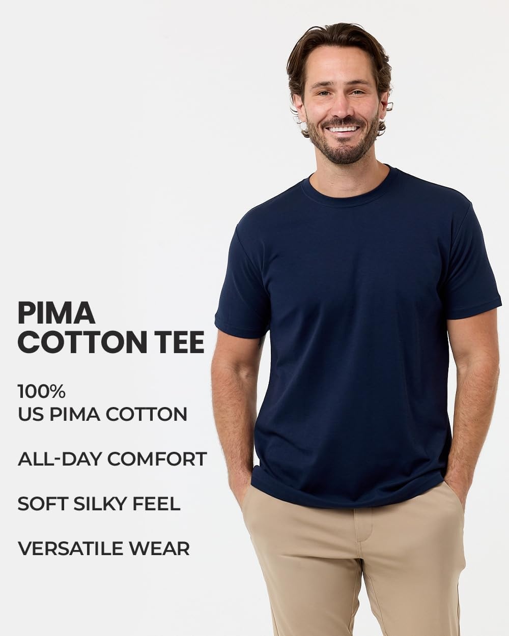 image:imagePima Cotton T Shirts for Men Luxury Soft Crew Tee S4XLWhiteWhiteWhite