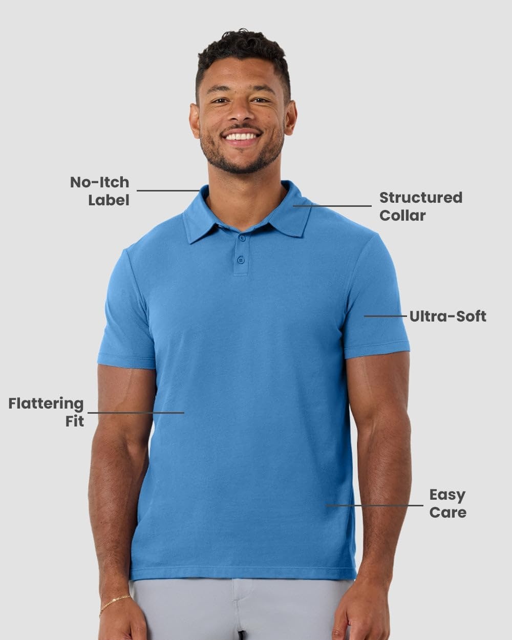 image:imagePolo Shirts for Men Soft Cotton Slim Fit Short Sleeve Collared S4XLBlueCharcoalColumbia Blue Nologo