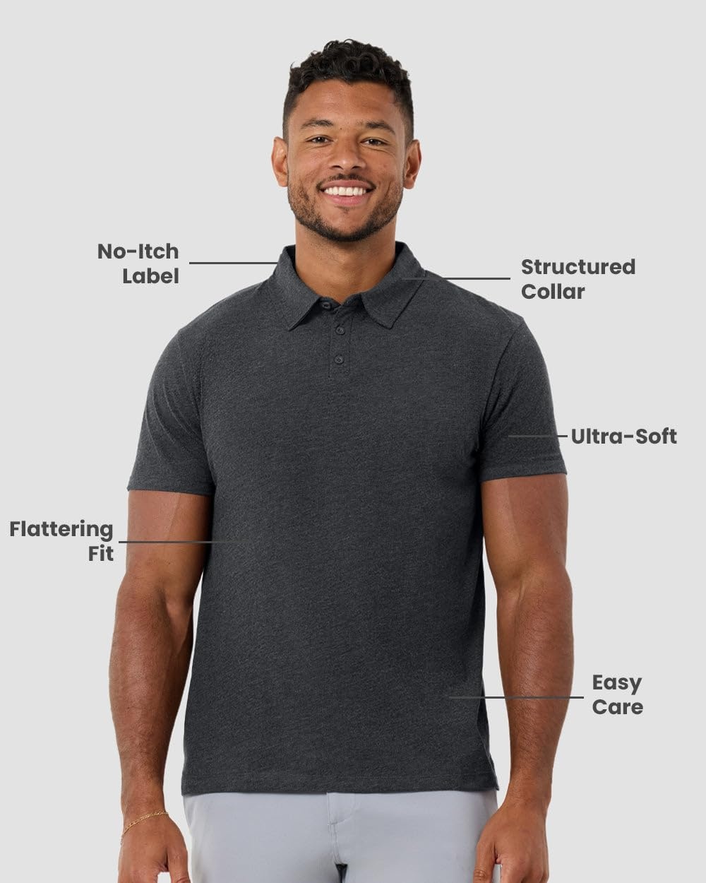 image:imagePolo Shirts for Men Soft Cotton Slim Fit Short Sleeve Collared S4XLCharcoal Nologo