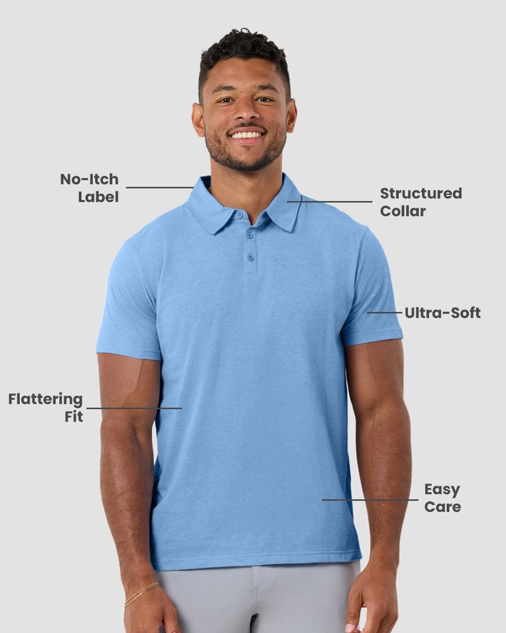 image:imagePolo Shirts for Men Soft Cotton Slim Fit Short Sleeve Collared S4XLColumbia Blue Nologo