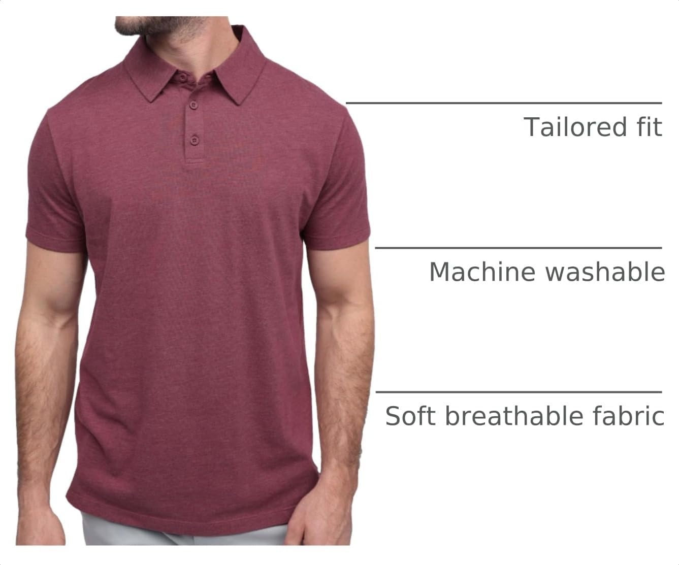 image:imagePolo Shirts for Men Soft Cotton Slim Fit Short Sleeve Collared S4XLMaroon Nologo