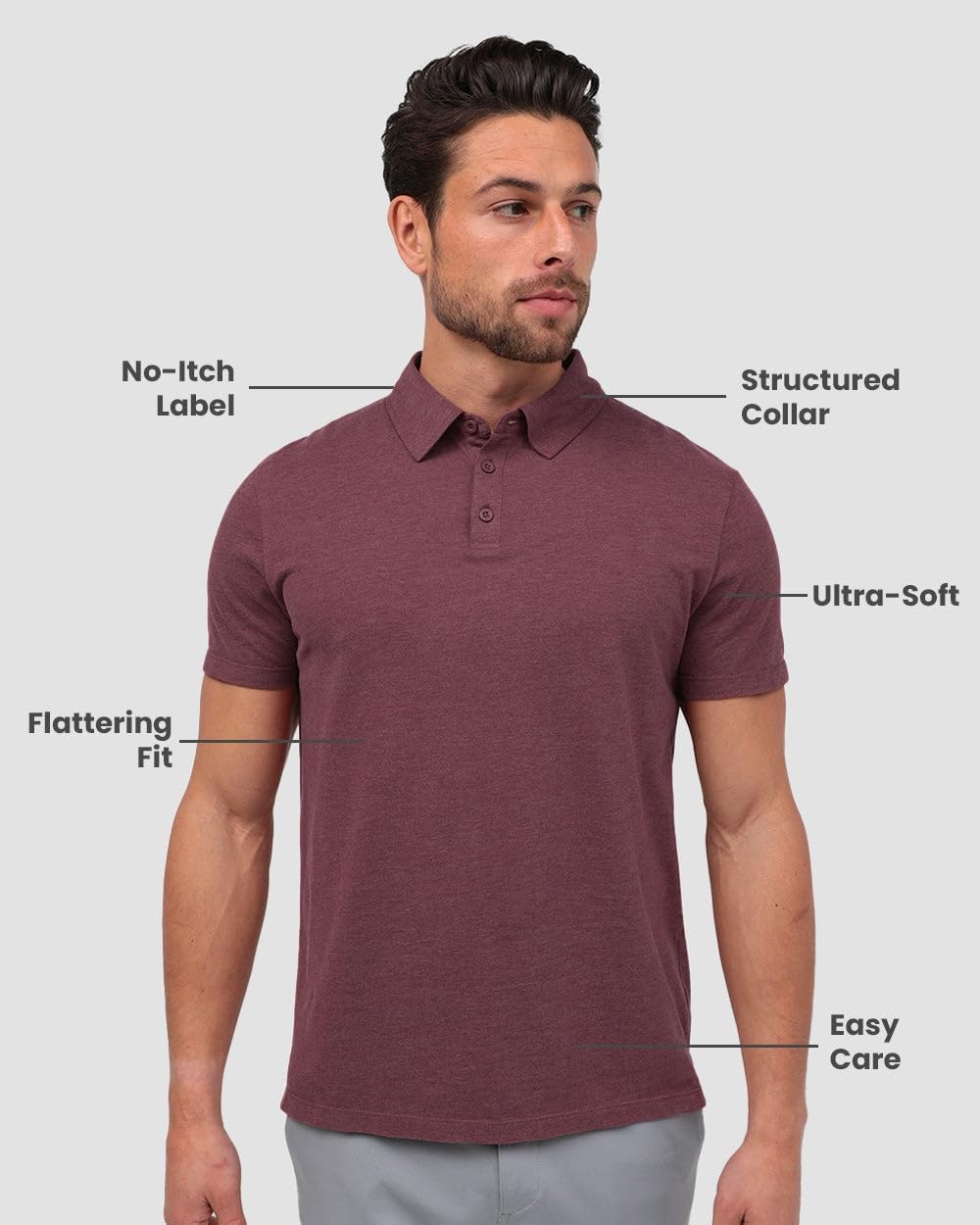 image:imagePolo Shirts for Men Soft Cotton Slim Fit Short Sleeve Collared S4XLMaroon Nologo