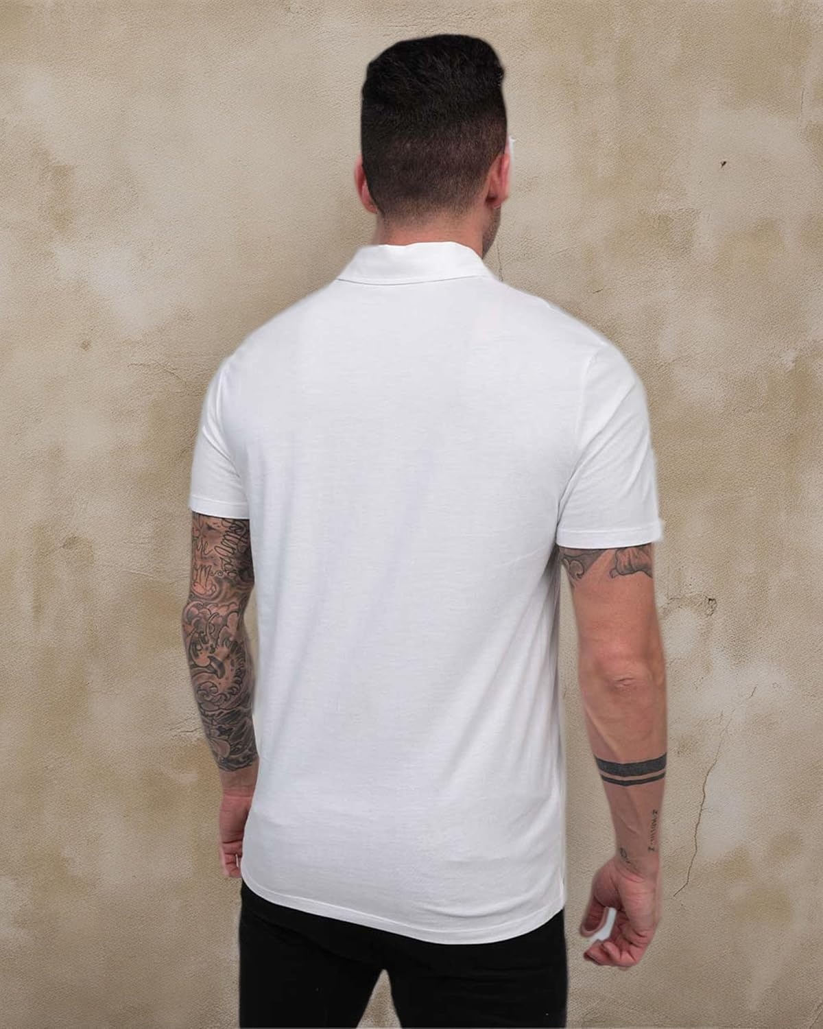 image:imagePolo Shirts for Men Soft Cotton Slim Fit Short Sleeve Collared S4XLWhite Nologo