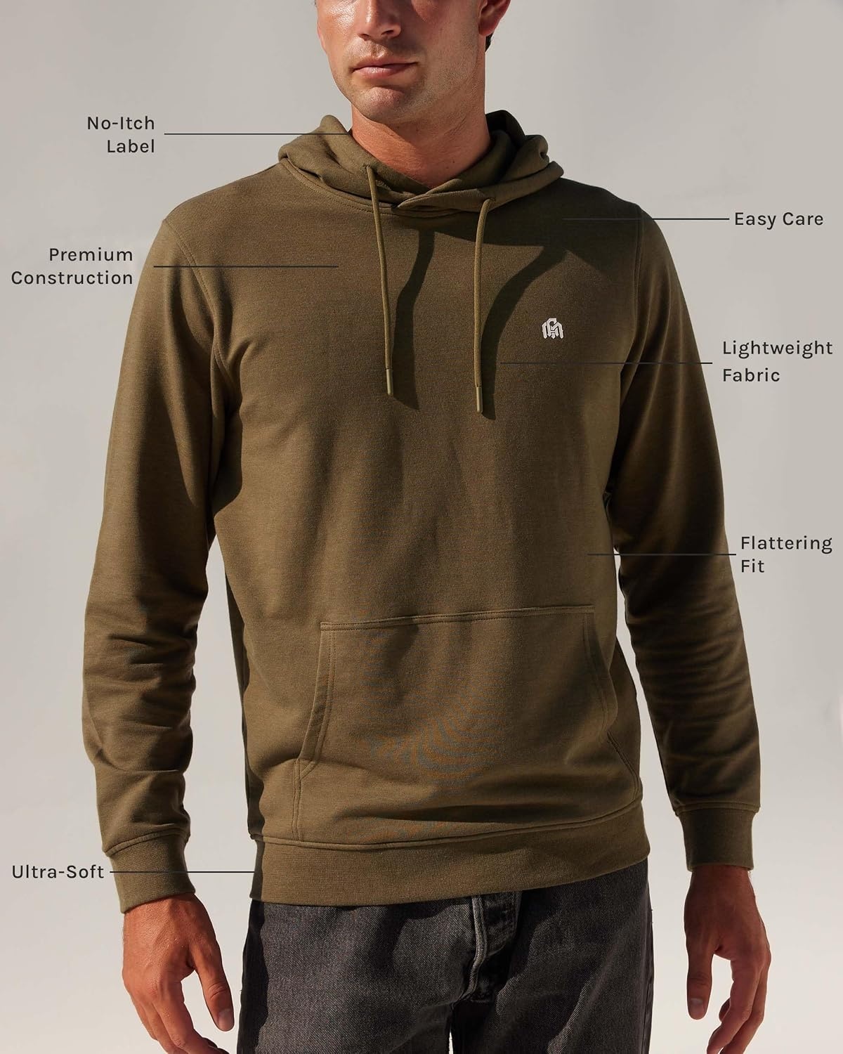image:imagePullover Hoodie for Men Casual Cotton Blend Sweatshirt LightweightNonbranded Grey