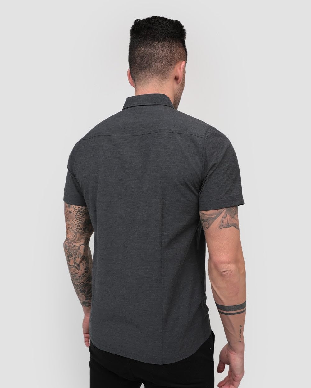 image:imageShort Sleeve Button Down Shirts for Men Slim Fit Stretch Casual S4XLPack of 2 Nonbranded Black HeatherMaroon