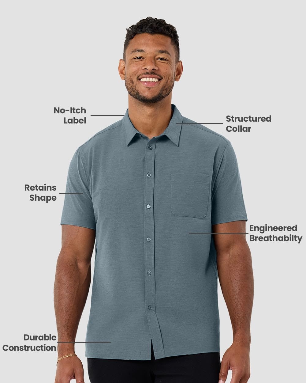 image:imageShort Sleeve Button Down Shirts for Men Slim Fit Stretch Casual S4XLPack of 2 Nonbranded IndigoOlive Green