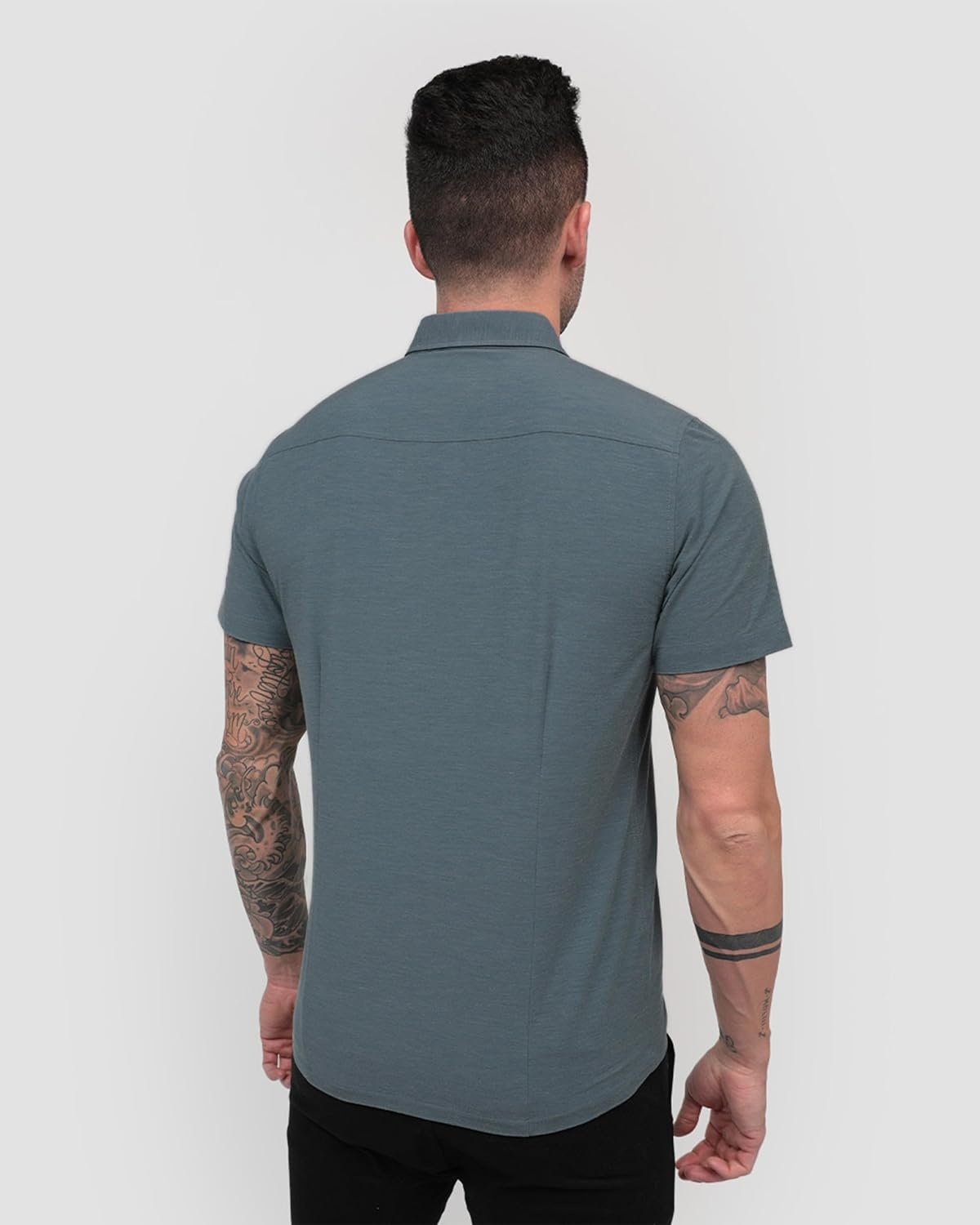 image:imageShort Sleeve Button Down Shirts for Men Slim Fit Stretch Casual S4XLPack of 2 Nonbranded IndigoOlive Green