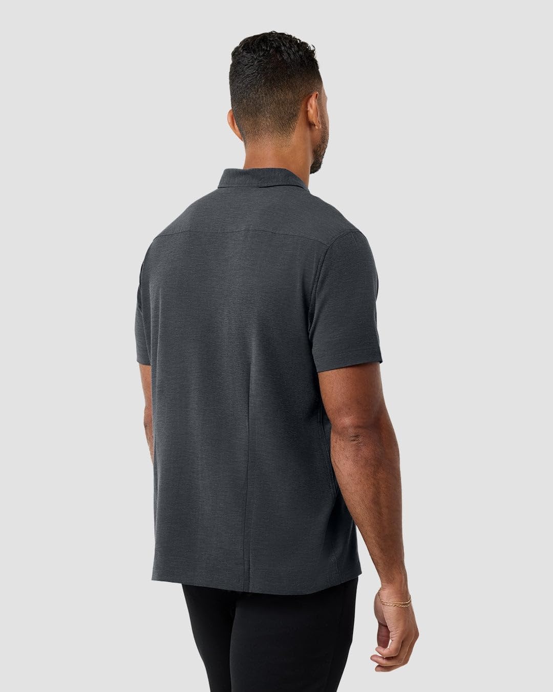 image:imageShort Sleeve Button Down Shirts for Men Slim Fit Stretch Casual S4XLSingle Nonbranded Black Heather