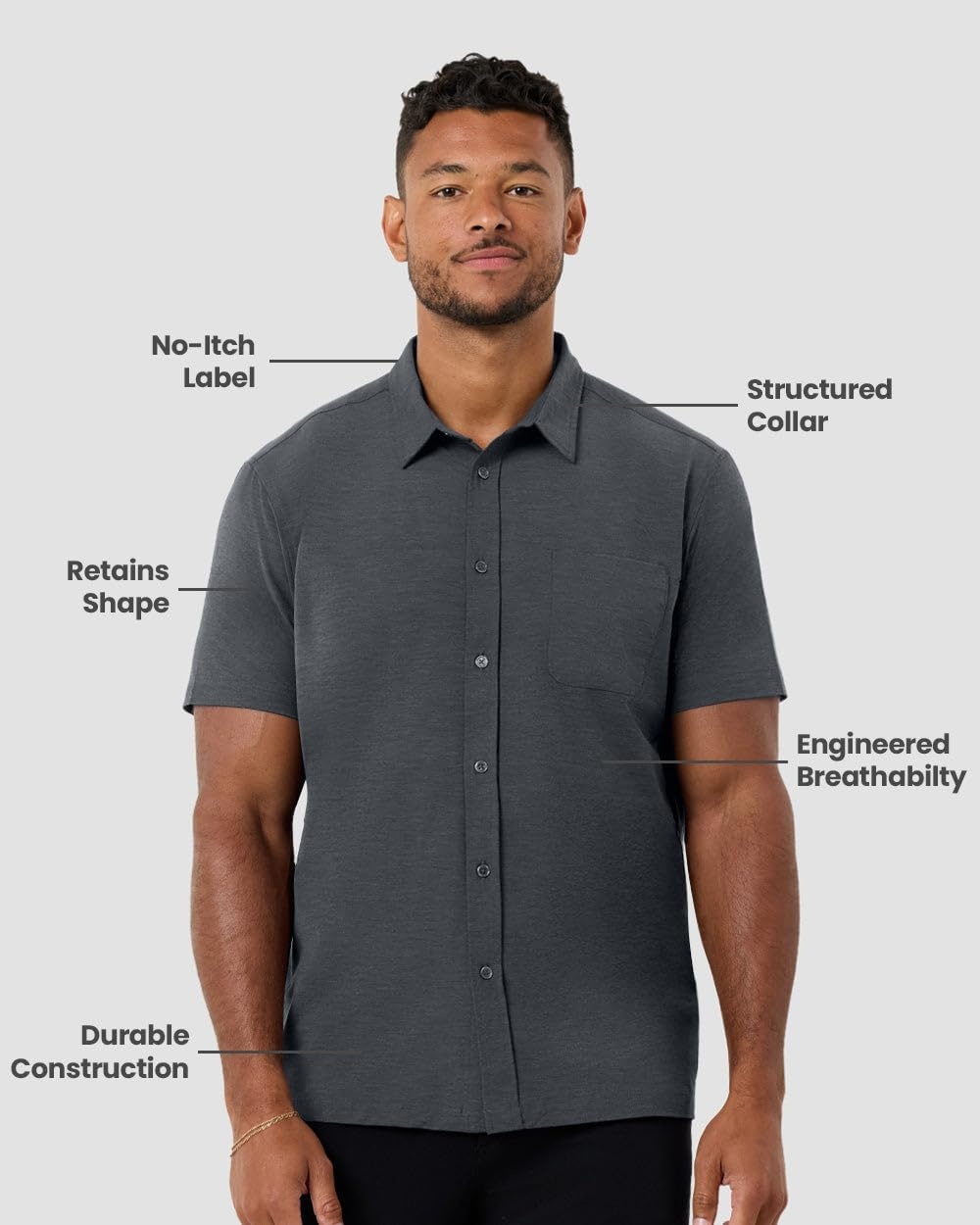 image:imageShort Sleeve Button Down Shirts for Men Slim Fit Stretch Casual S4XLSingle Nonbranded Cool Blue