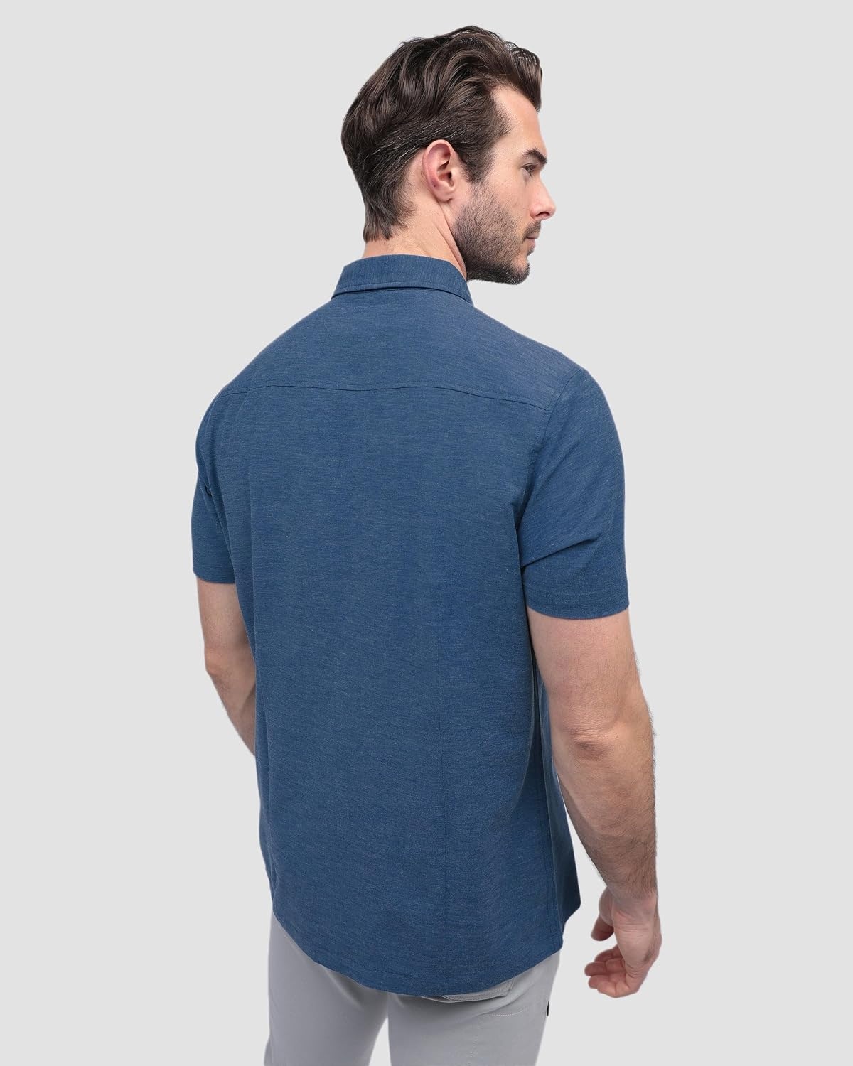 image:imageShort Sleeve Button Down Shirts for Men Slim Fit Stretch Casual S4XLSingle Nonbranded Cool Blue
