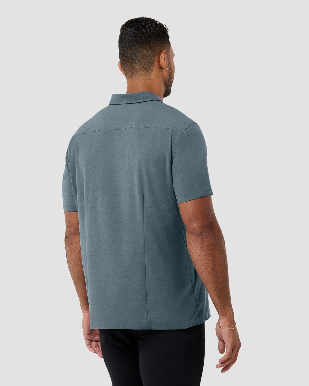 image:imageShort Sleeve Button Down Shirts for Men Slim Fit Stretch Casual S4XLSingle Nonbranded Indigo